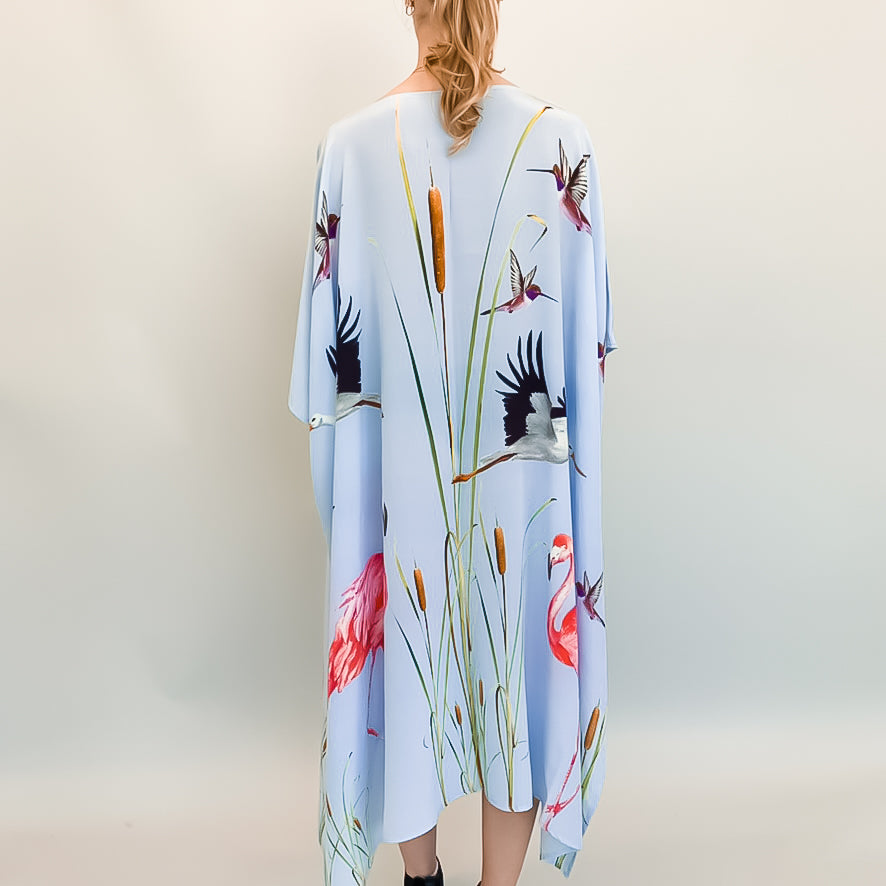 FLAMINGO SILK TUNIC - BLUE