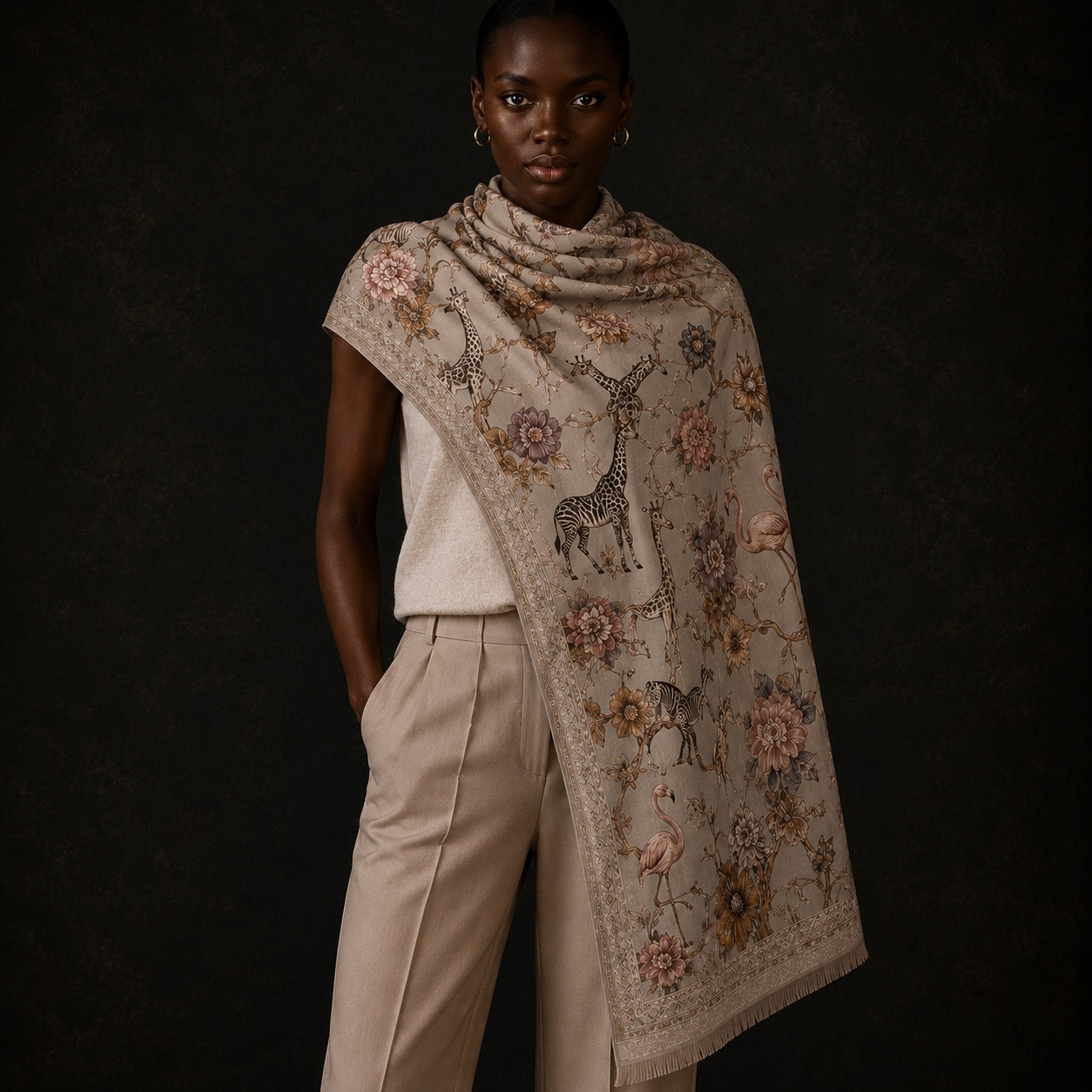 CANOPY CASHMERE SCARF - TAUPE
