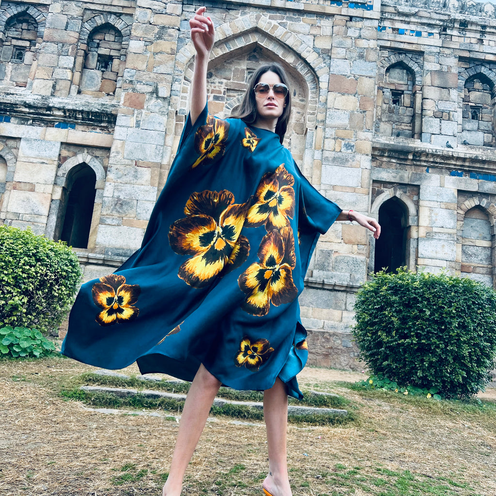 PANSY SILK TUNIC - petrol