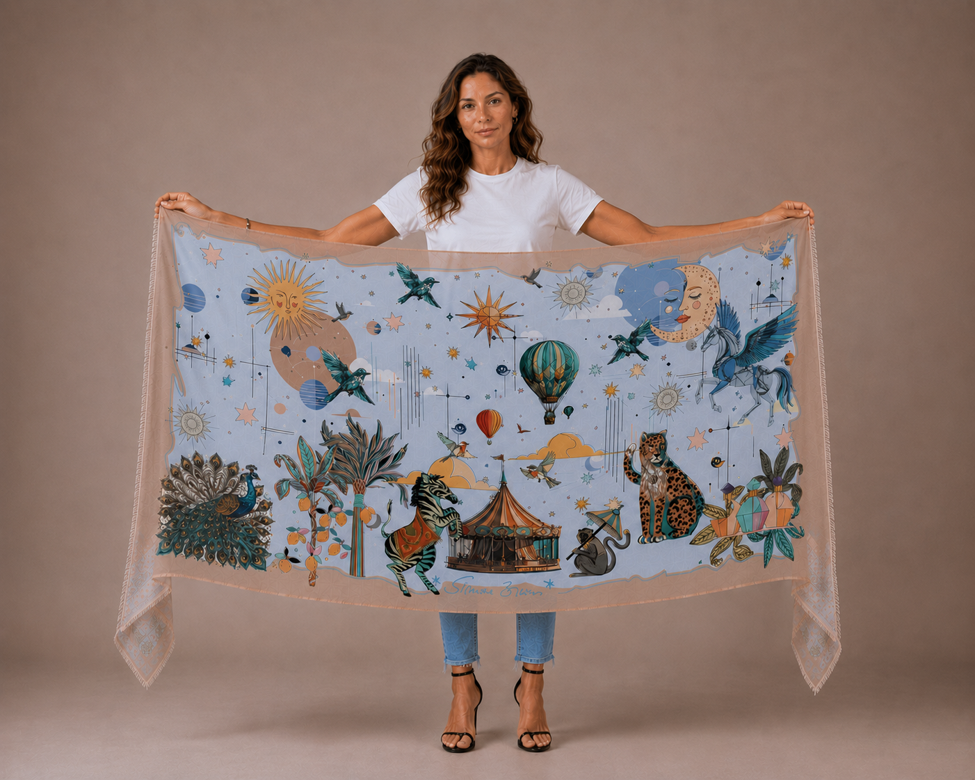 AURORA CASHMERE SCARF - LIGHT BLUE