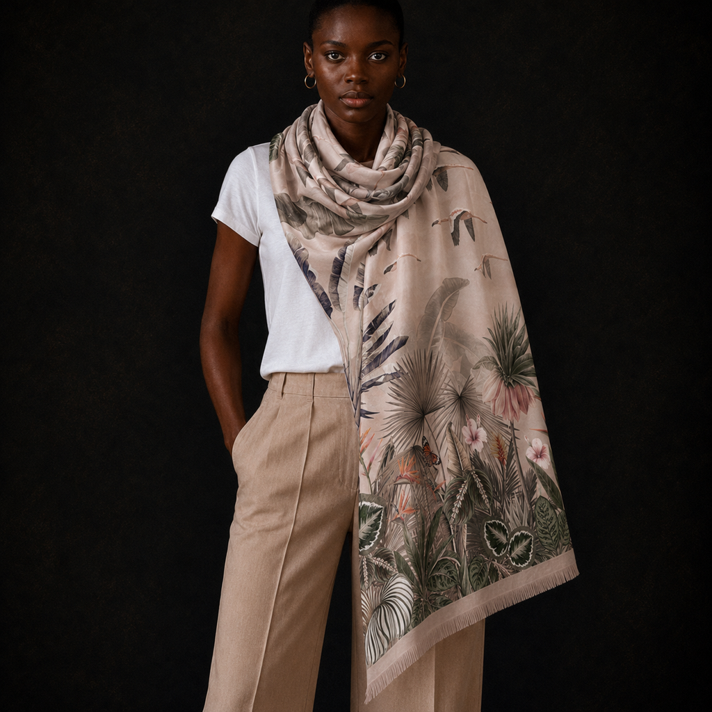 FLAMINGO CASHMERE SCARF - TAUPE