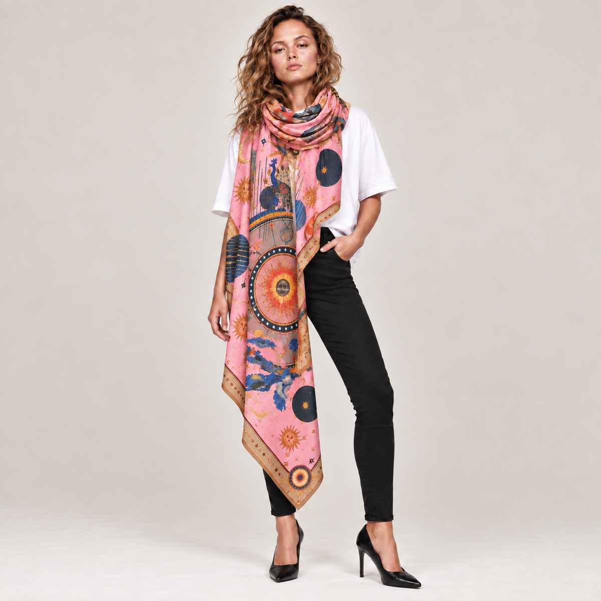 ASTRAEA CASHMERE SCARF - LIGHT ROSE