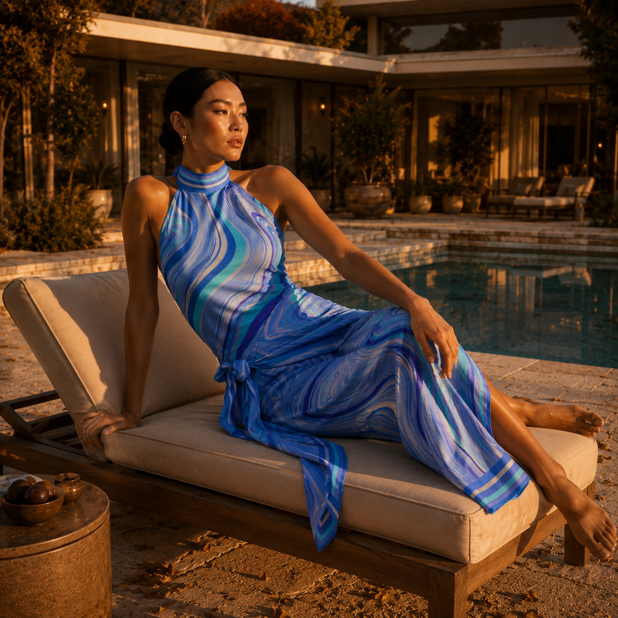 SWIRL BEACH TOP - BLUE