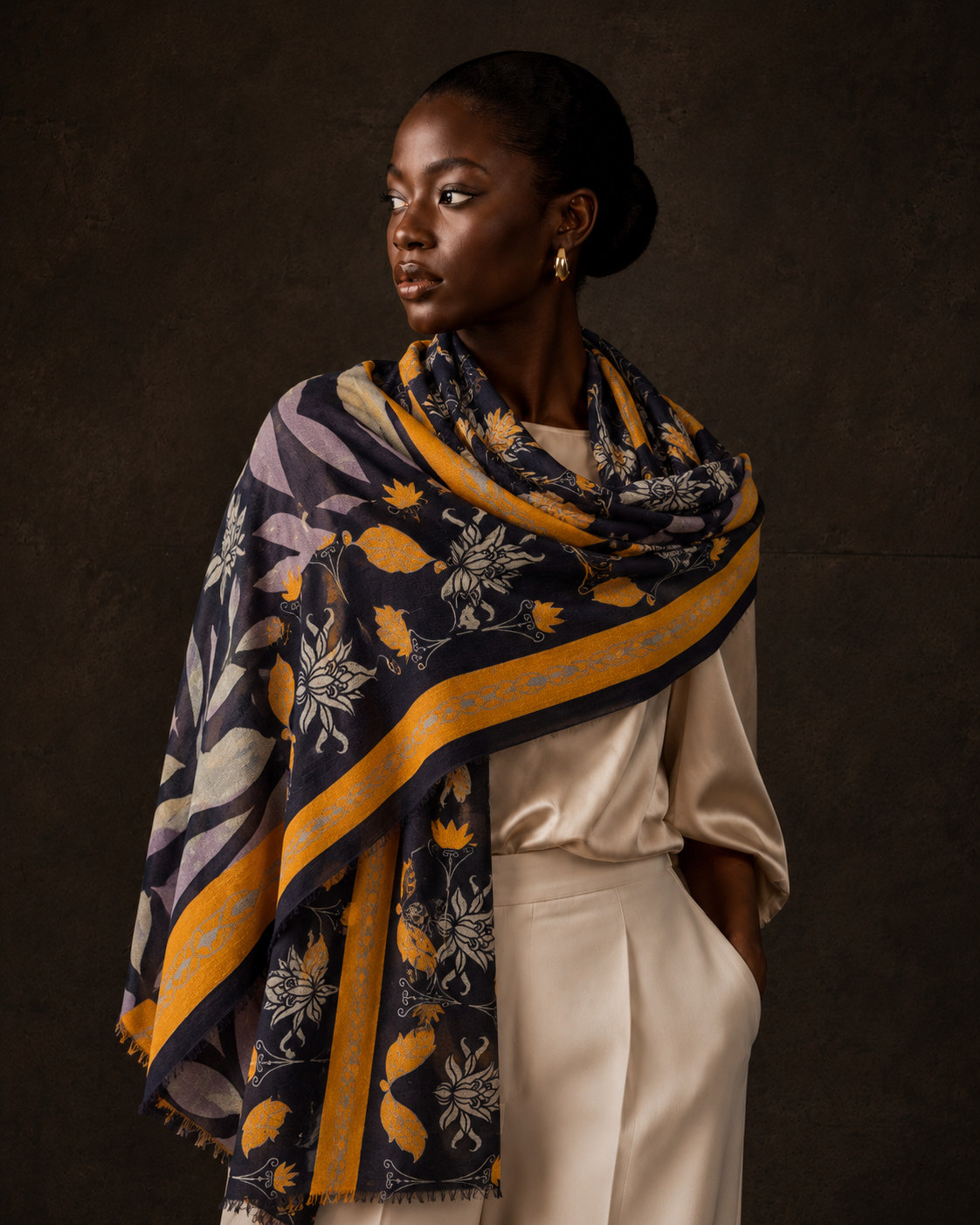 SPECIAL EDITION CASHMERE SCARF - compost/orange