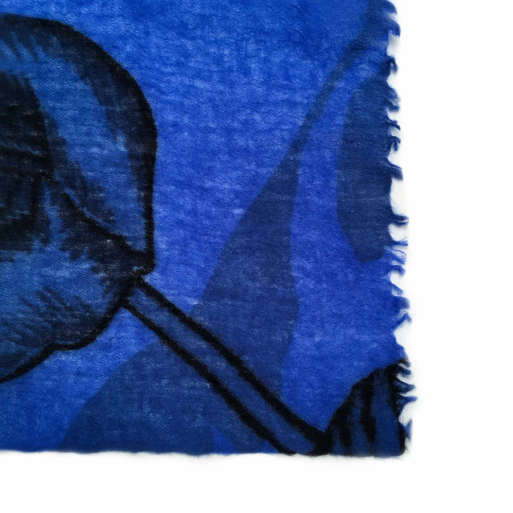 BOTANICAL FELTED CASHMERE  SCARF - BLUE
