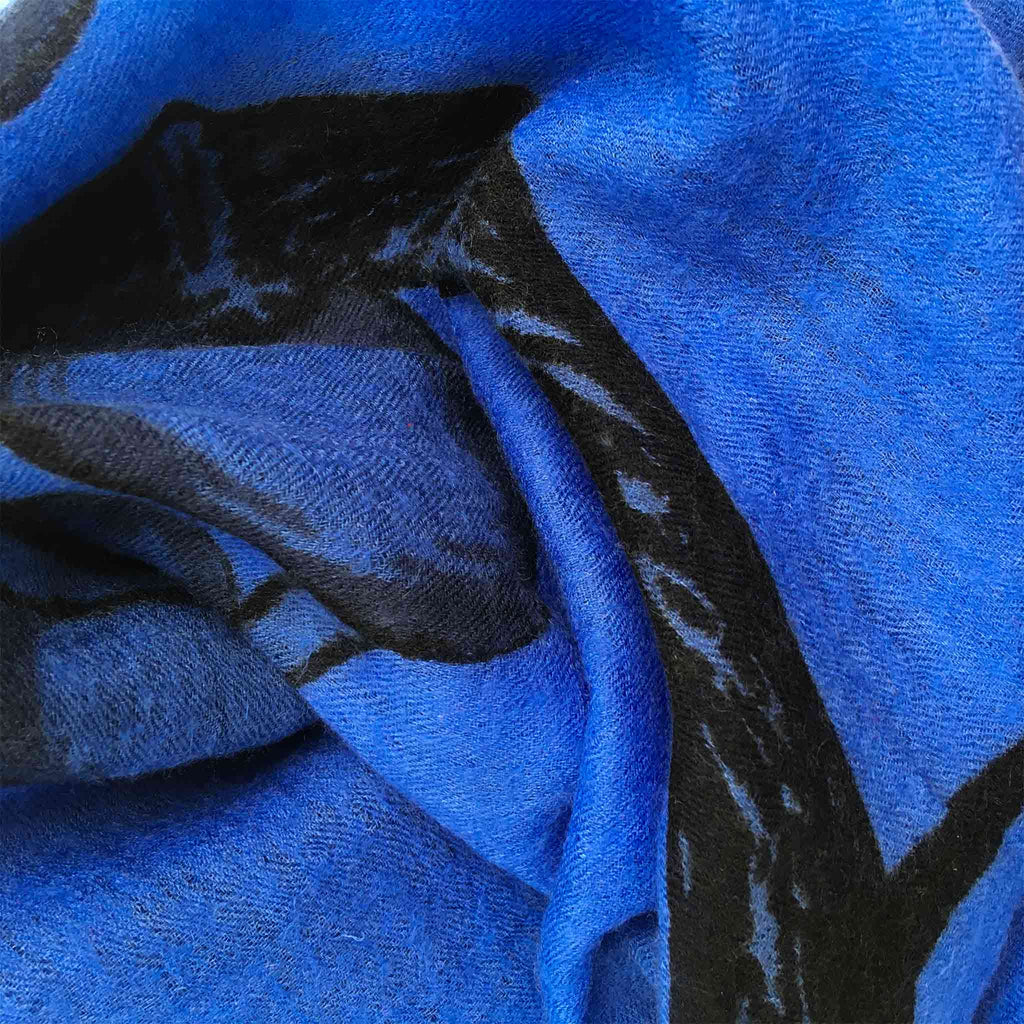 BOTANICAL FELTED CASHMERE  SCARF - BLUE
