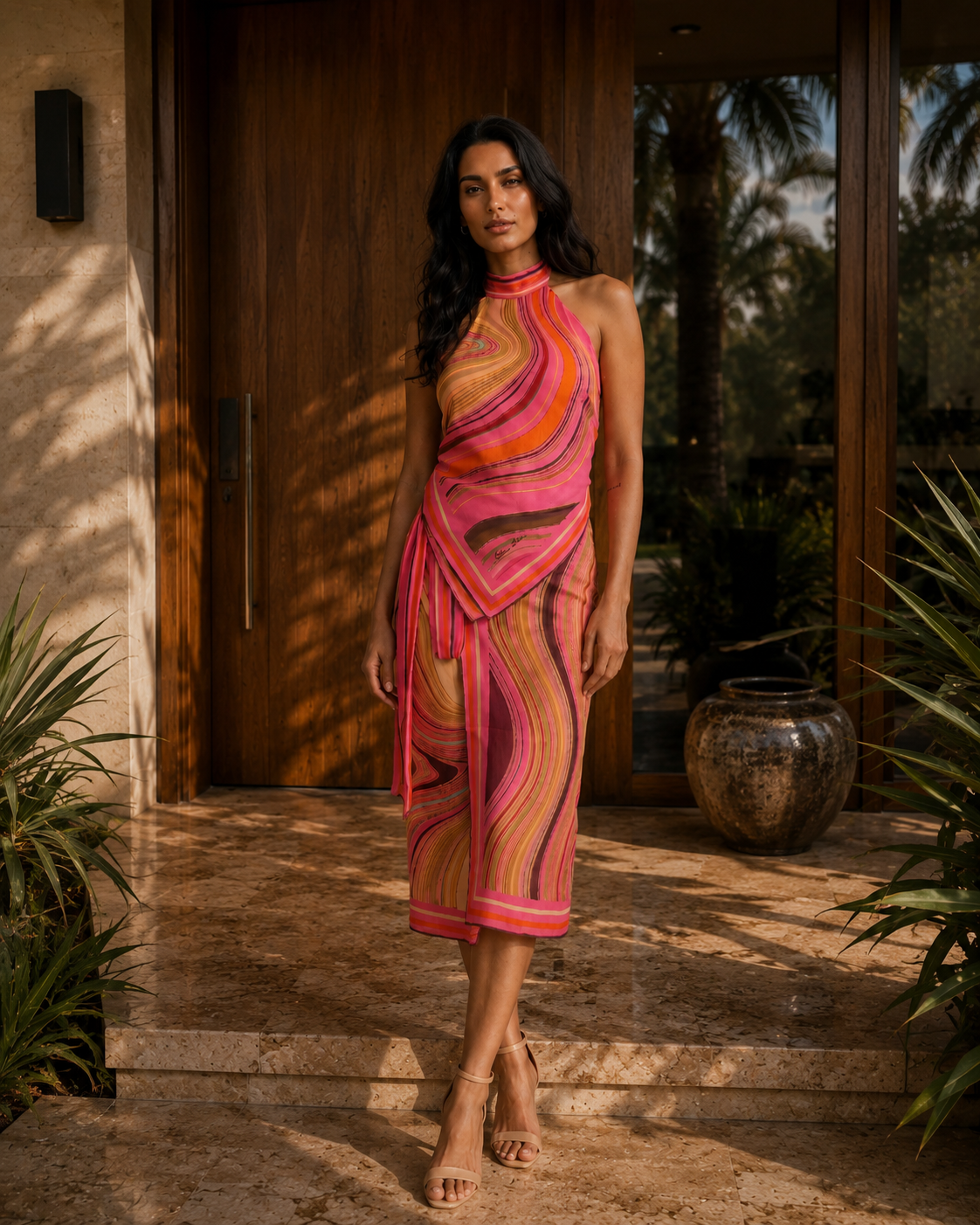 SWIRL  PAREO - ROSE