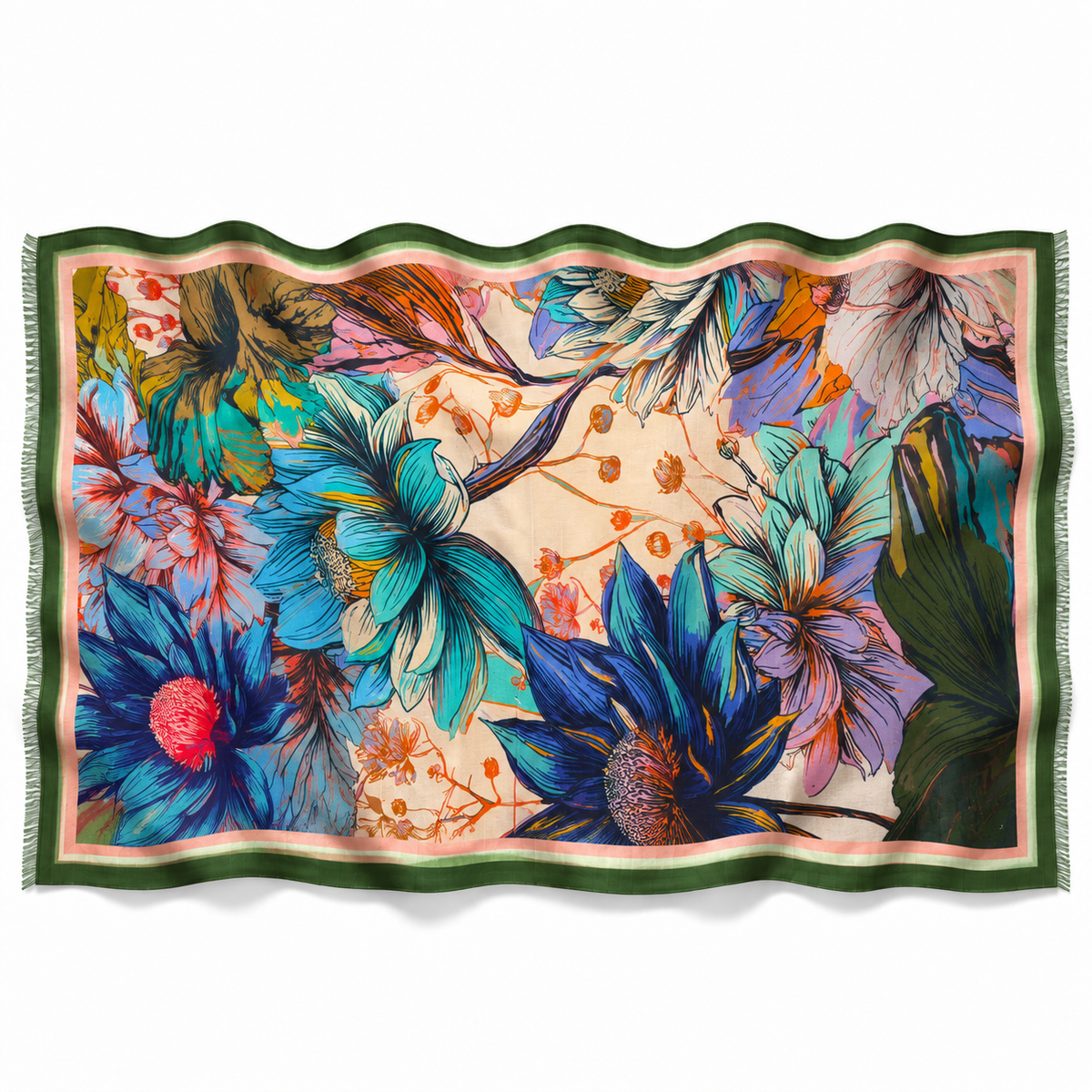 AQUARELLE CASHMERE SCARF - OFF WHITE