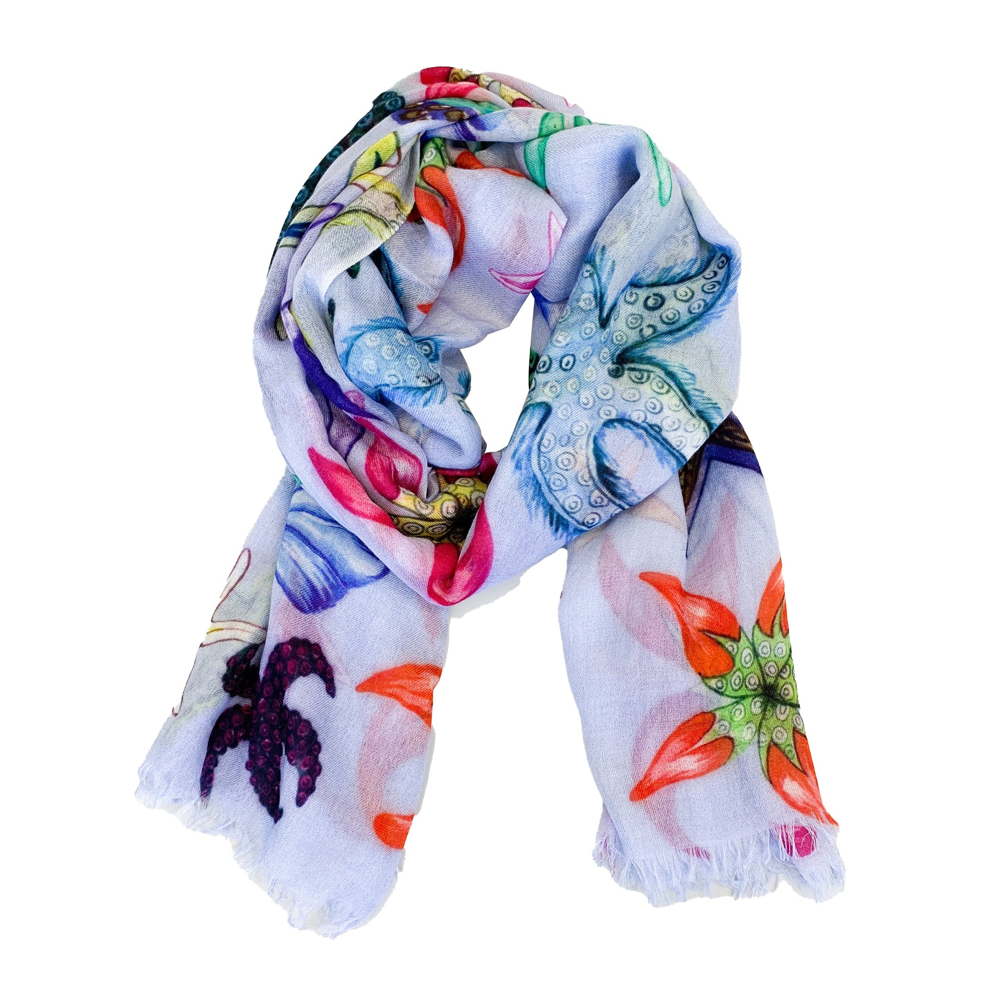CORAL CASHMERE SCARF - BLUE