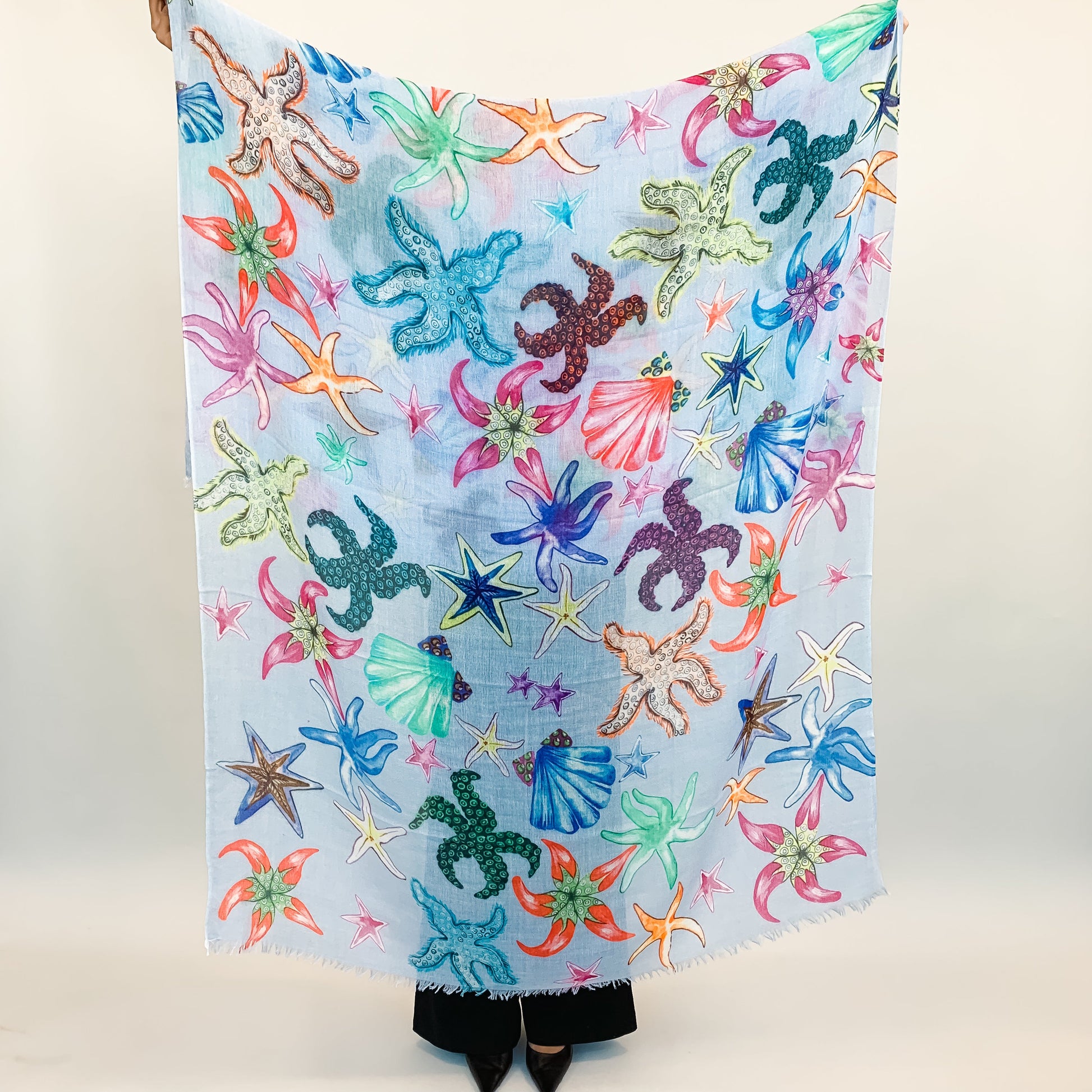 CORAL CASHMERE SCARF - BLUE