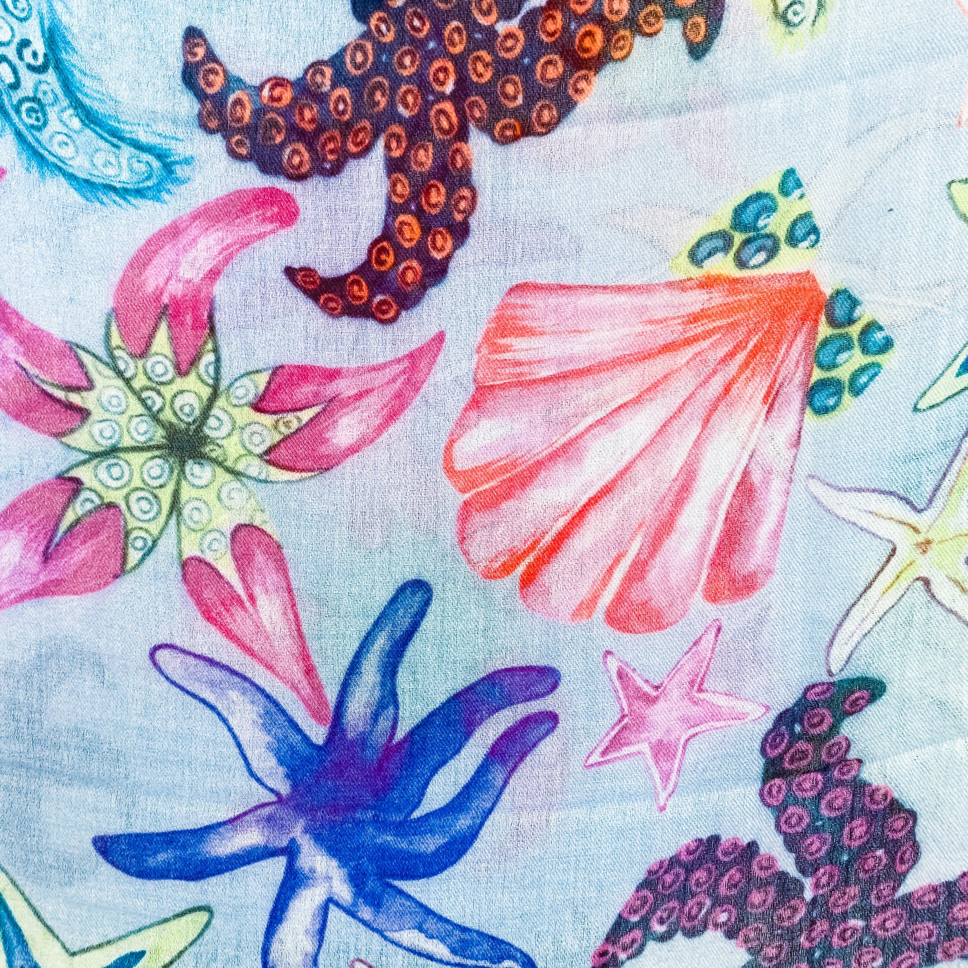 CORAL CASHMERE SCARF - BLUE