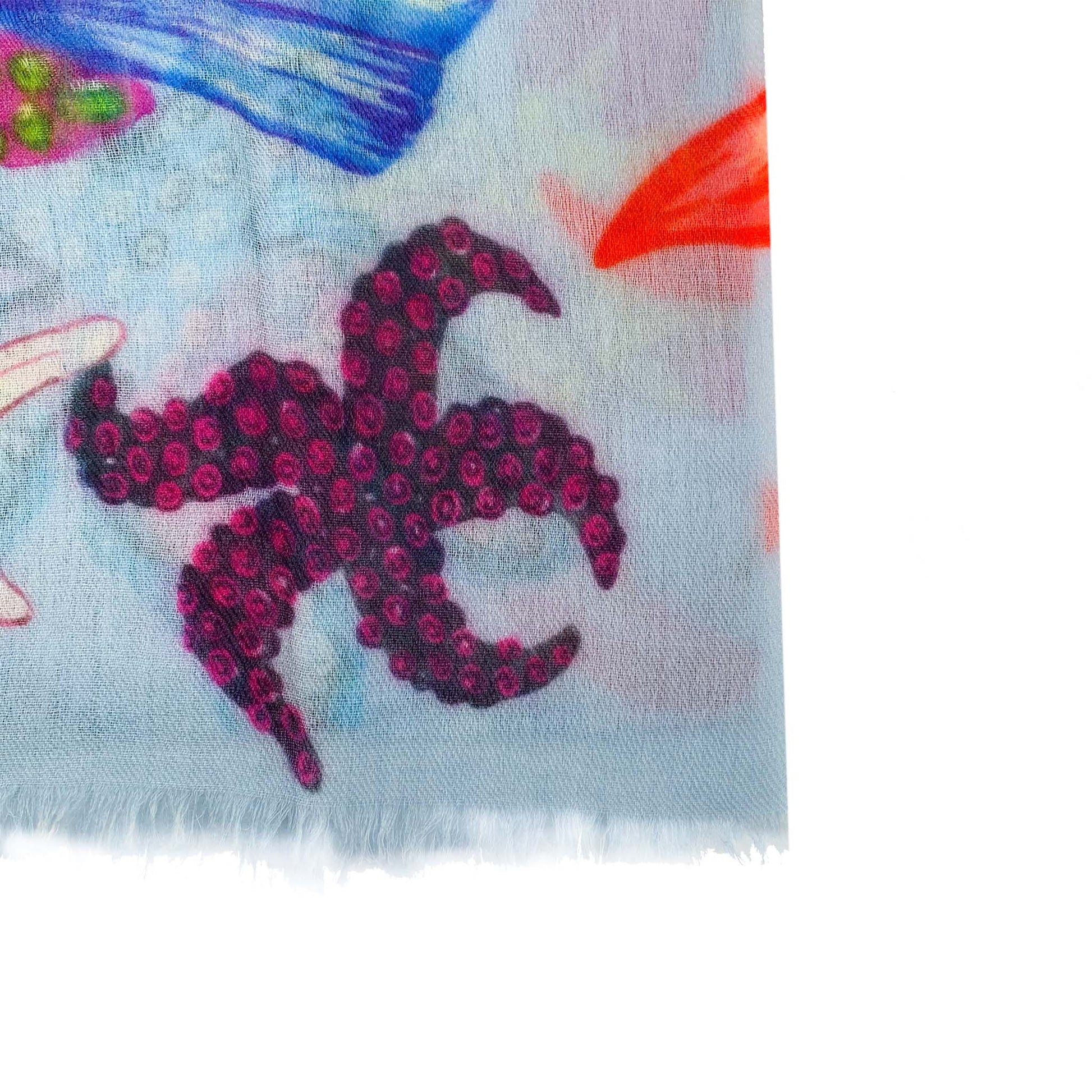 CORAL CASHMERE SCARF - BLUE