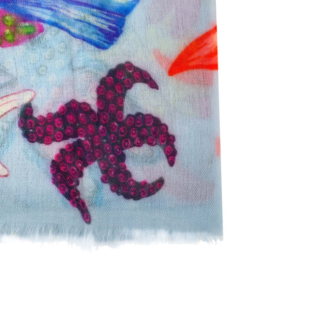 CORAL CASHMERE SCARF - BLUE