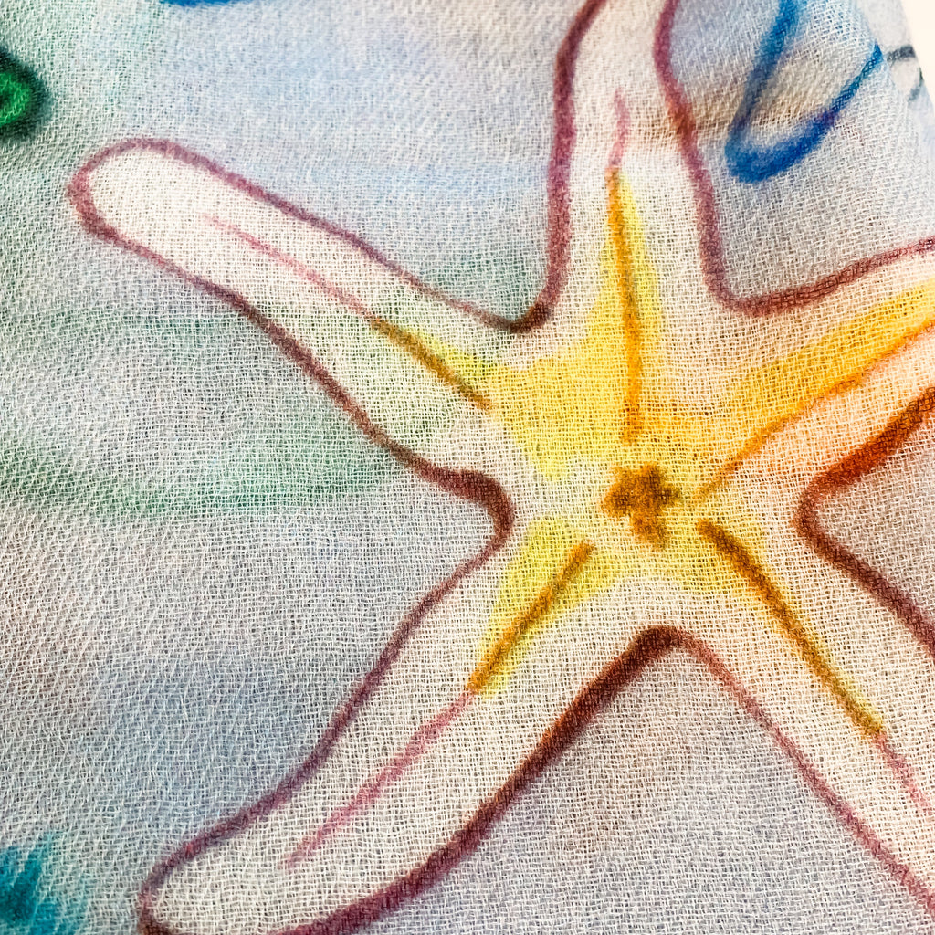 CORAL CASHMERE SCARF - BLUE