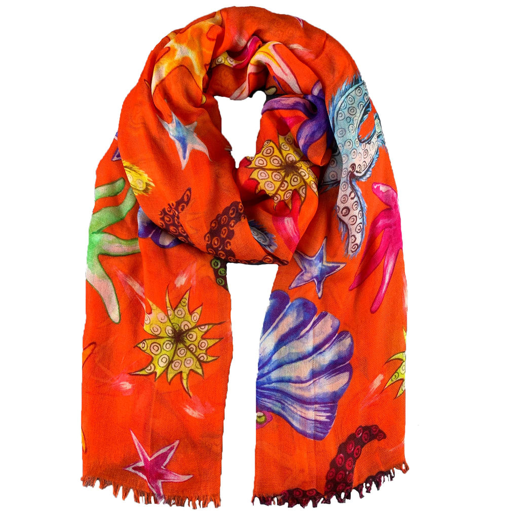 CORAL CASHMERE SCARF - RED