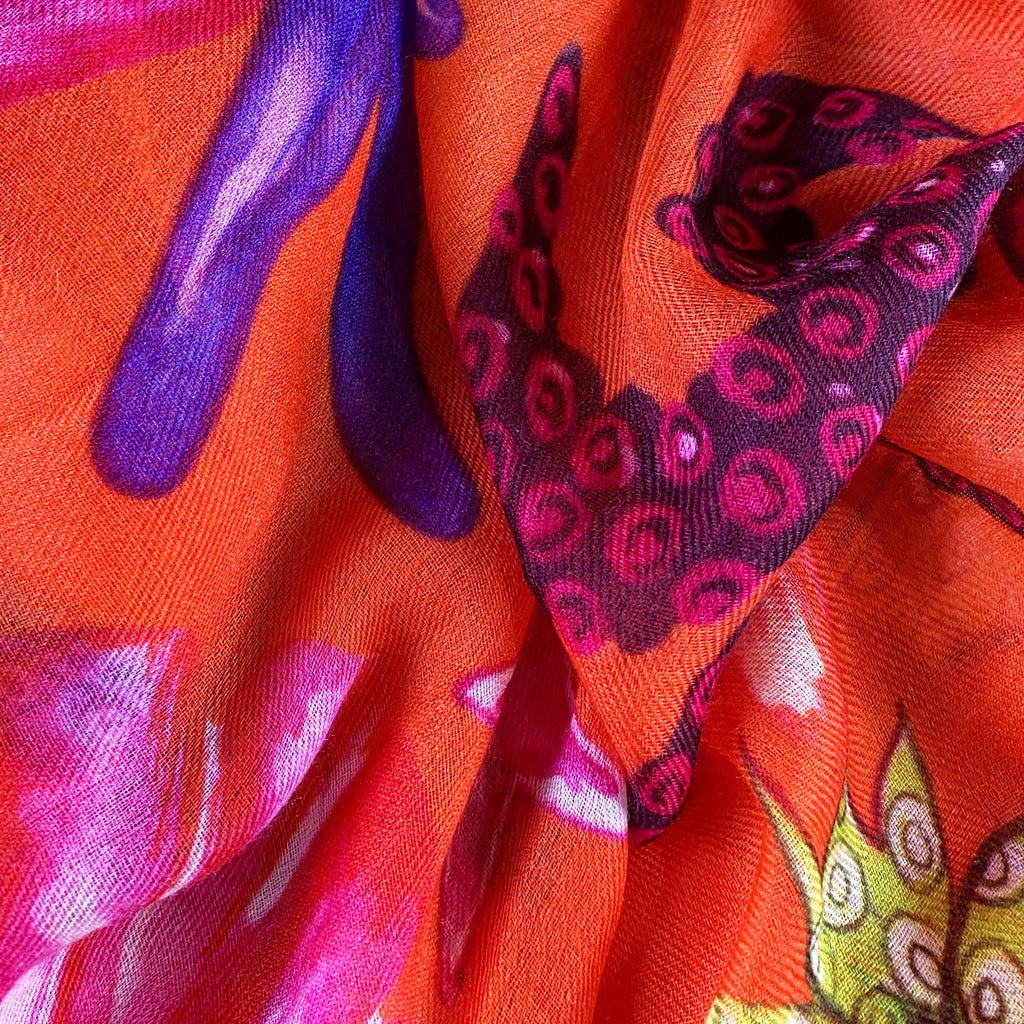 CORAL CASHMERE SCARF - RED