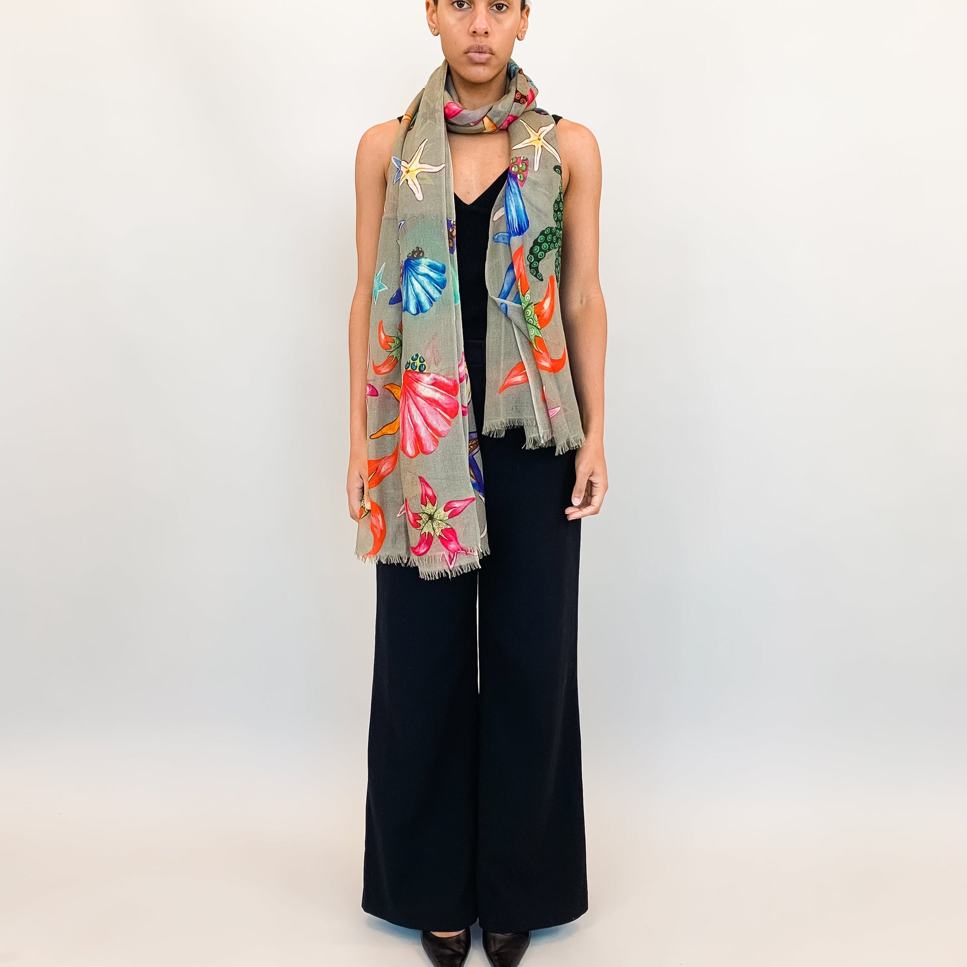 CORAL CASHMERE SCARF - TAUPE