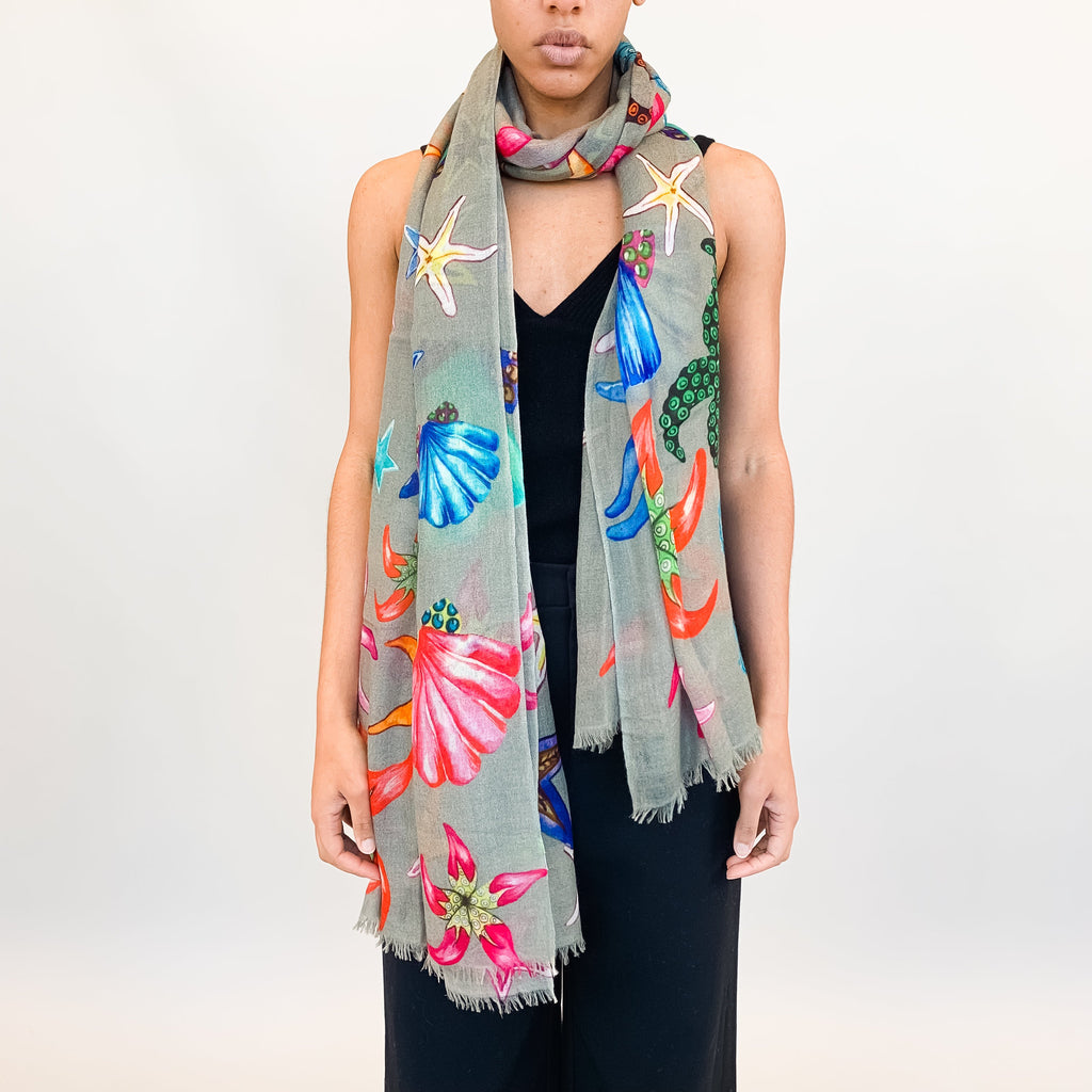 CORAL CASHMERE SCARF - TAUPE