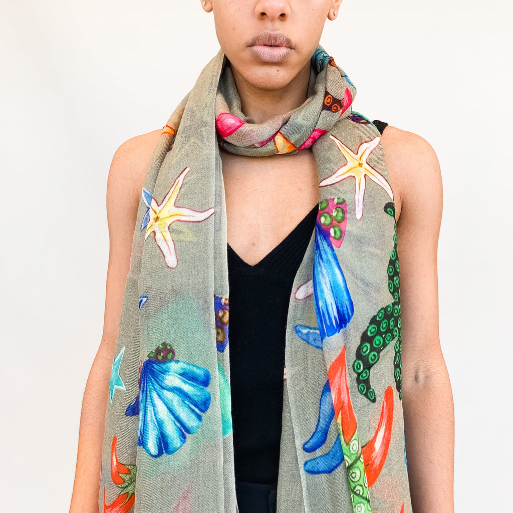 CORAL CASHMERE SCARF - TAUPE