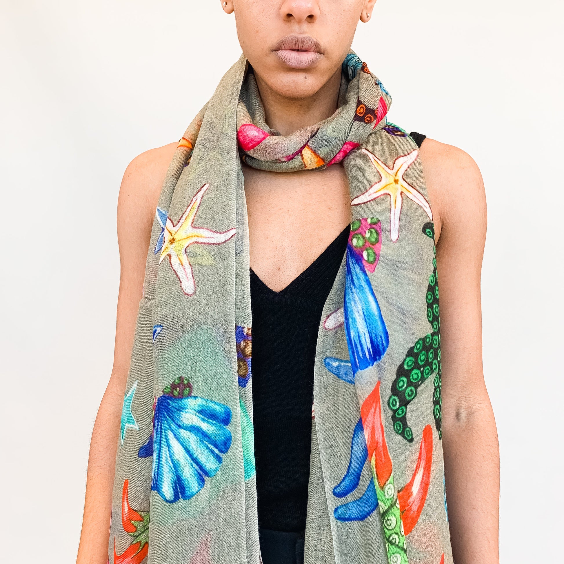 CORAL CASHMERE SCARF - TAUPE