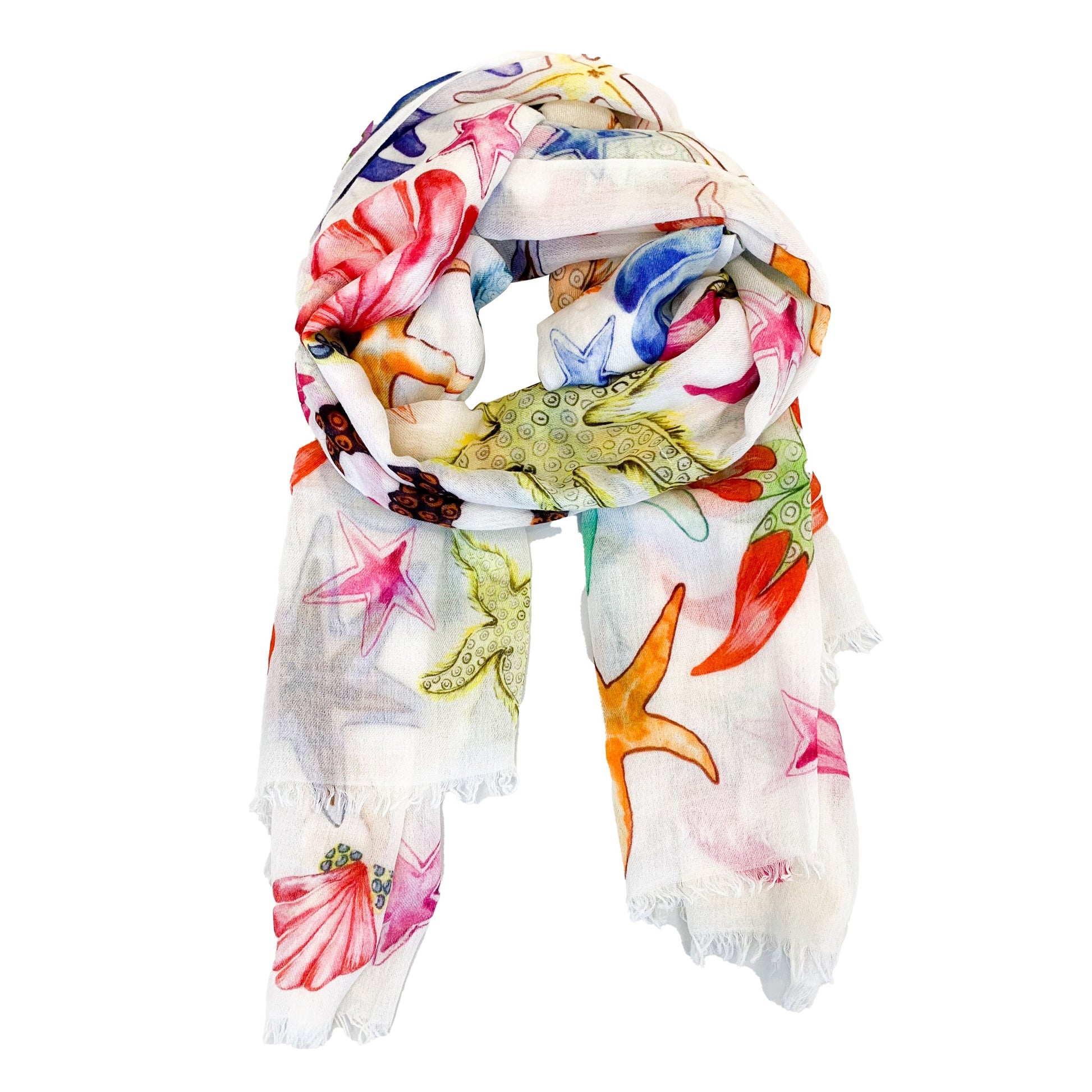 CORAL CASHMERE SCARF - WHITE