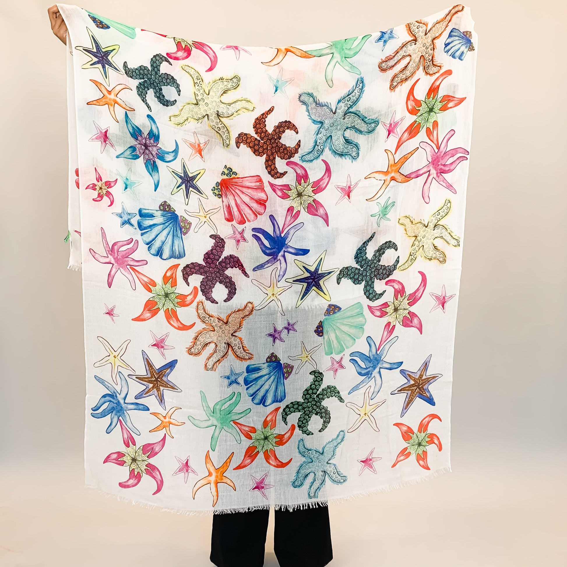 CORAL CASHMERE SCARF - WHITE