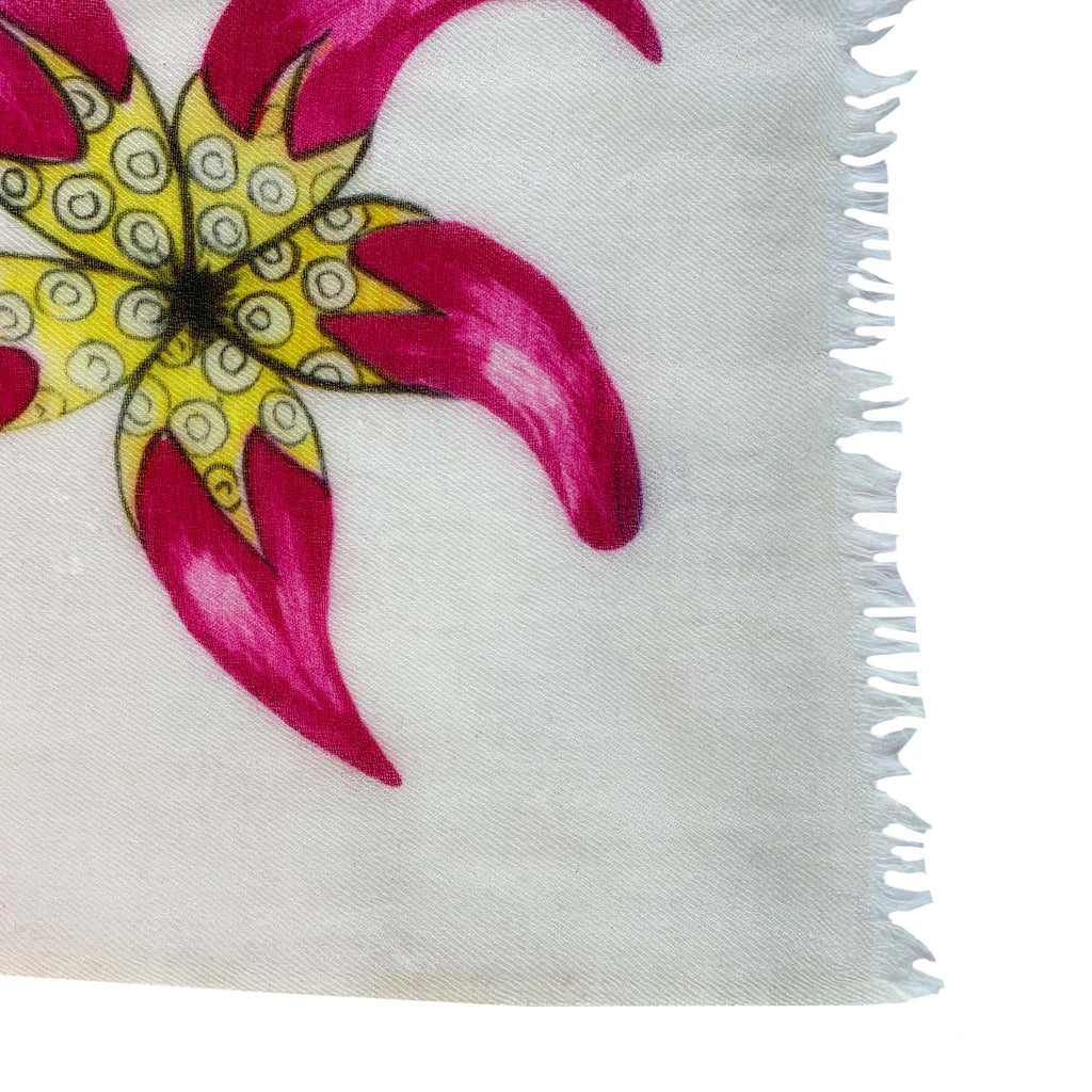 CORAL CASHMERE SCARF - WHITE