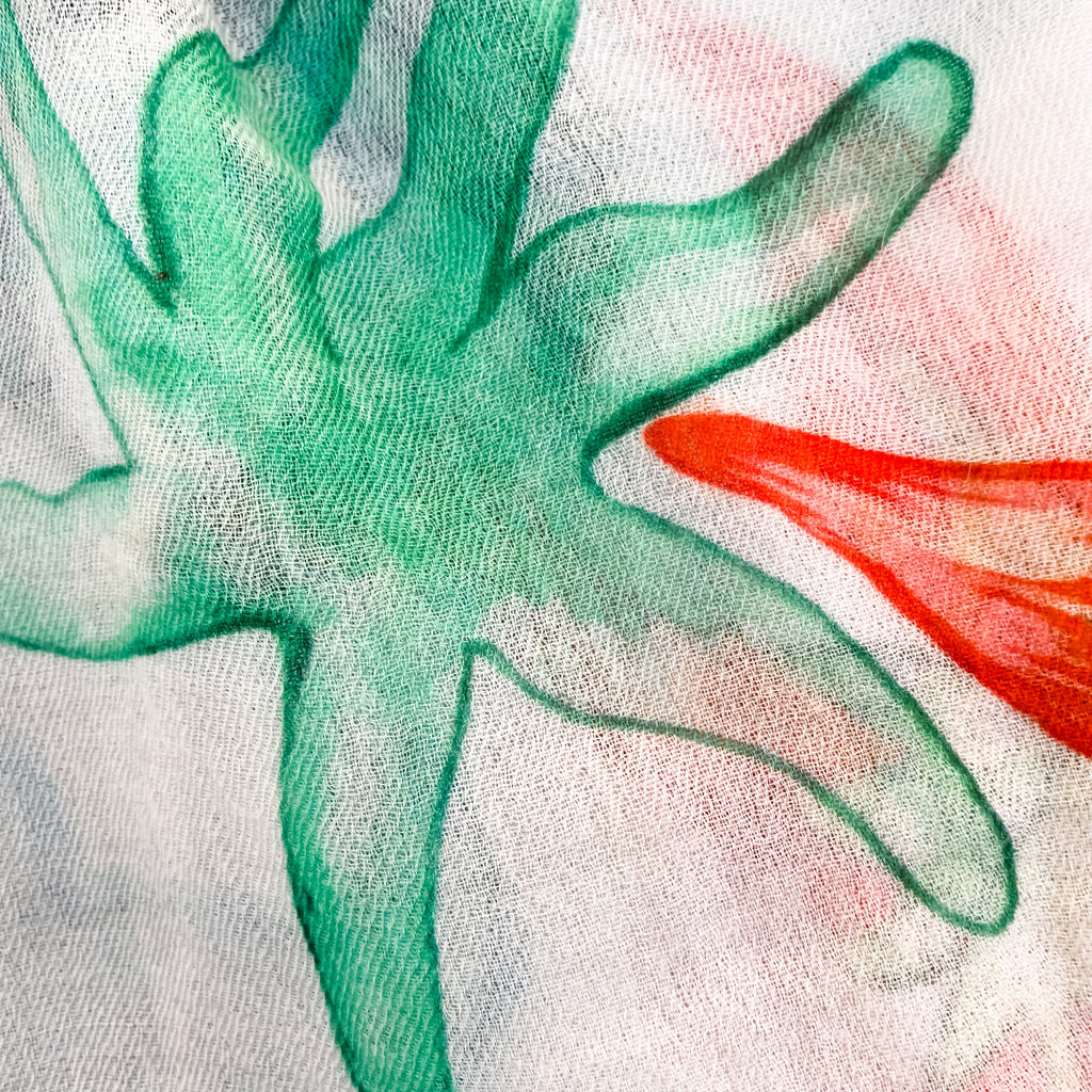 CORAL CASHMERE SCARF - WHITE