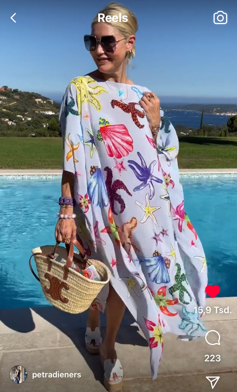 CORAL SILK TUNIC - LIGHT BLUE