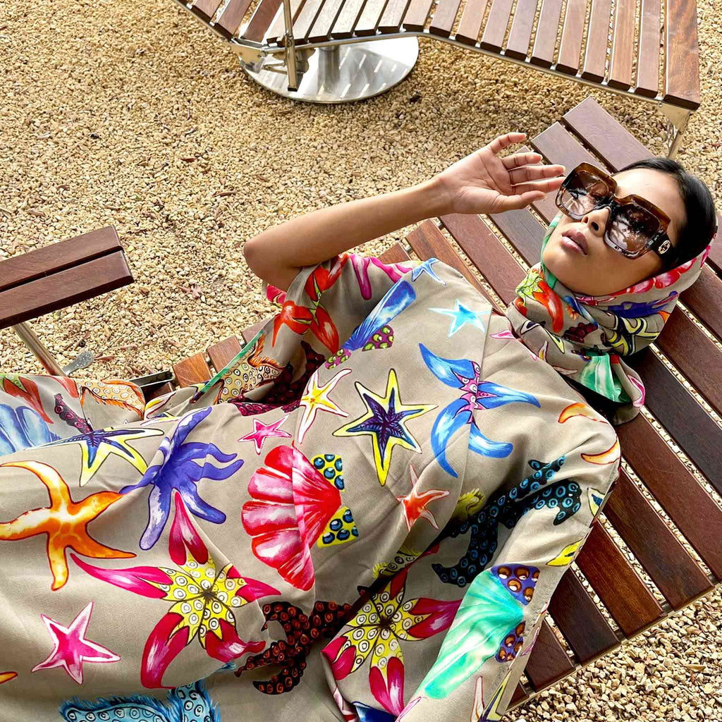 CORAL SILK TUNIC - TAUPE