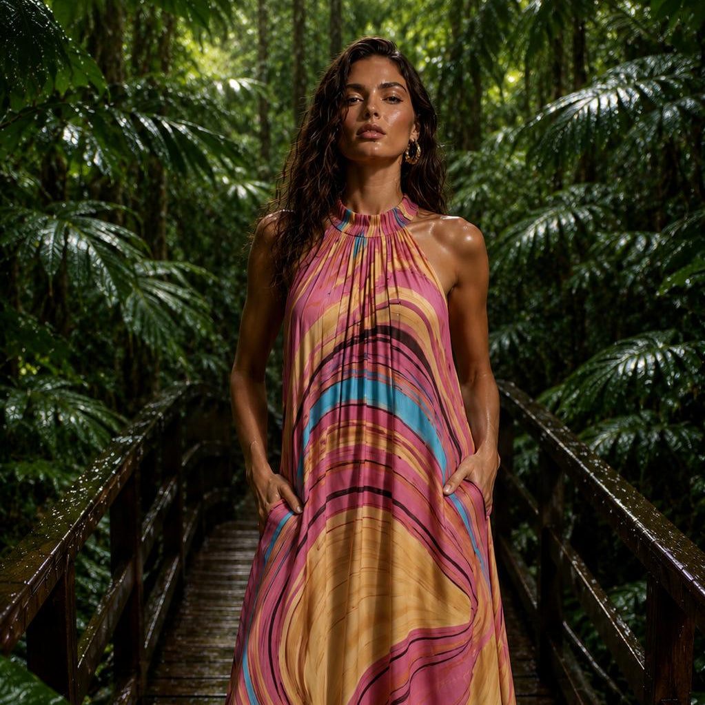 SWIRL NIGHT DRESS - ROSE