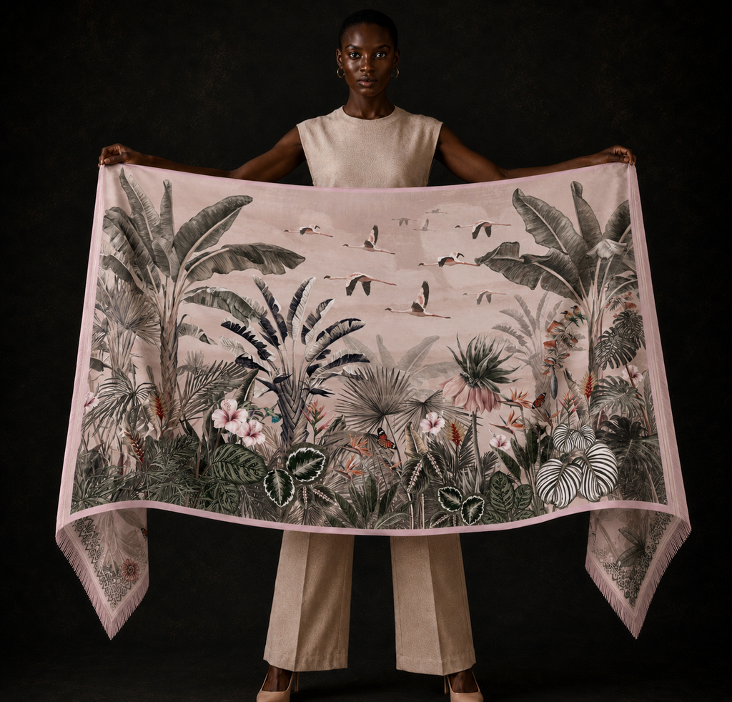 FLAMINGO CASHMERE SCARF - TAUPE
