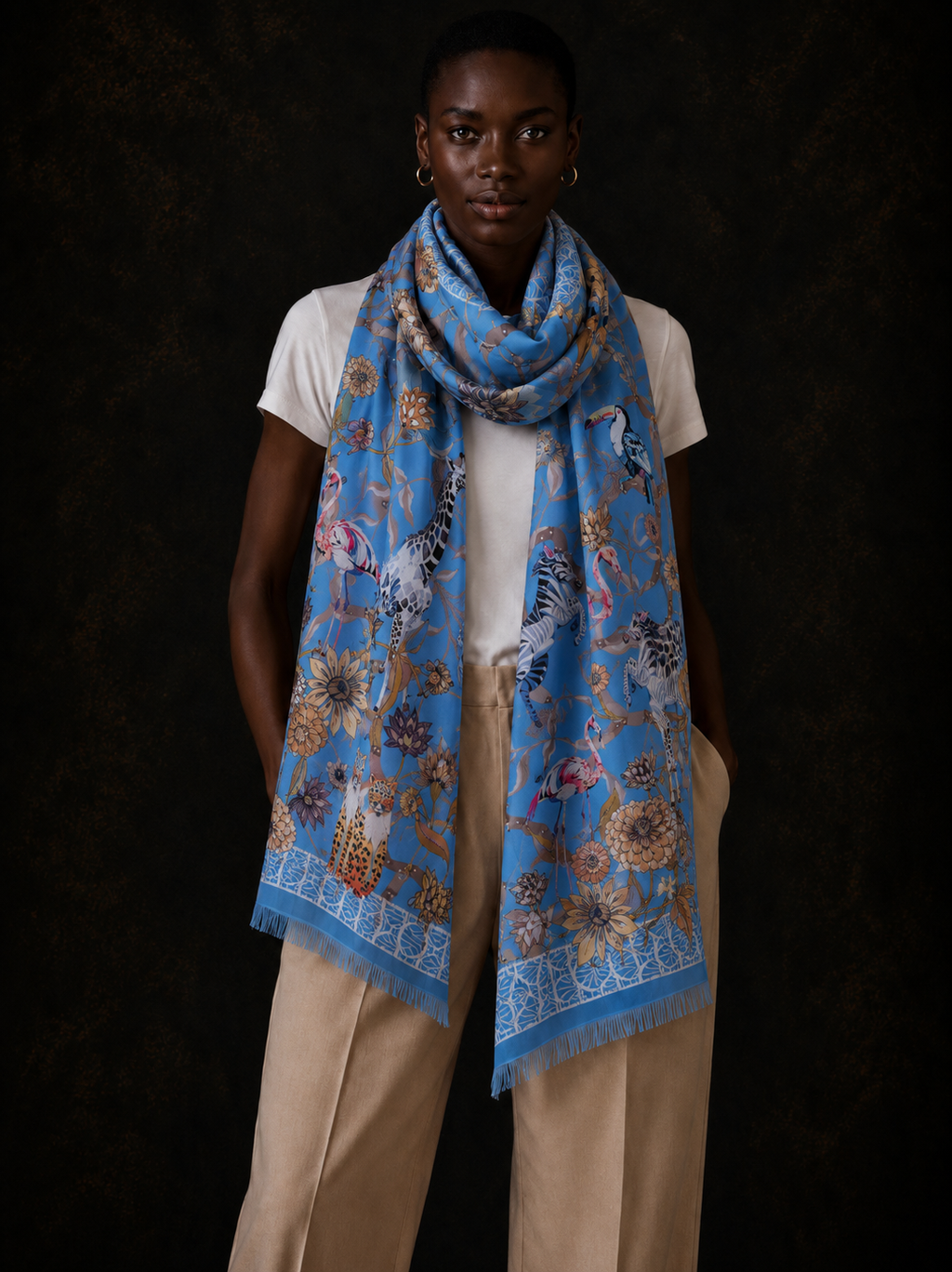 CANOPY CASHMERE SCARF - BLUE
