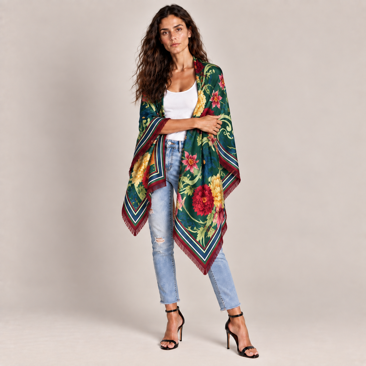 AVELINE CASHMERE SCARF - DARK GREEN