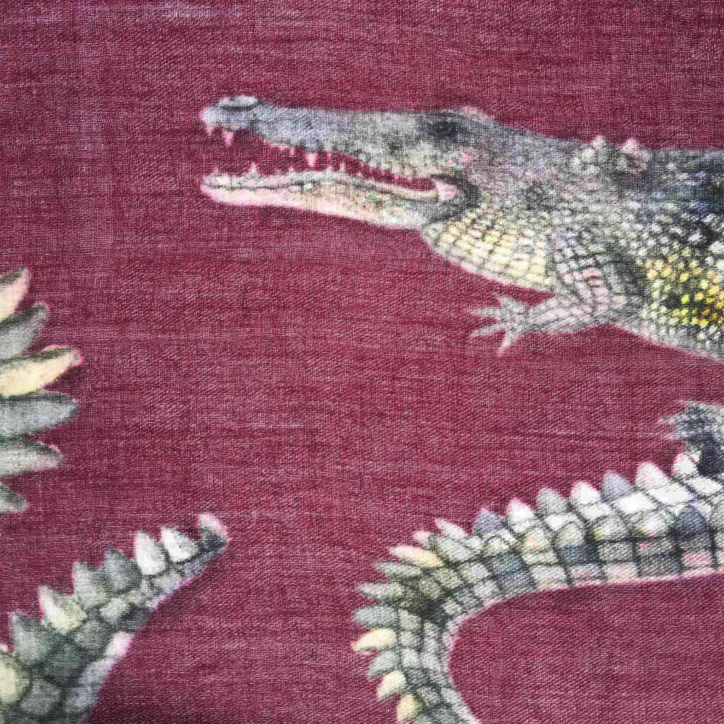 CROCODILE CASHMERE SCARF - BORDEAUX