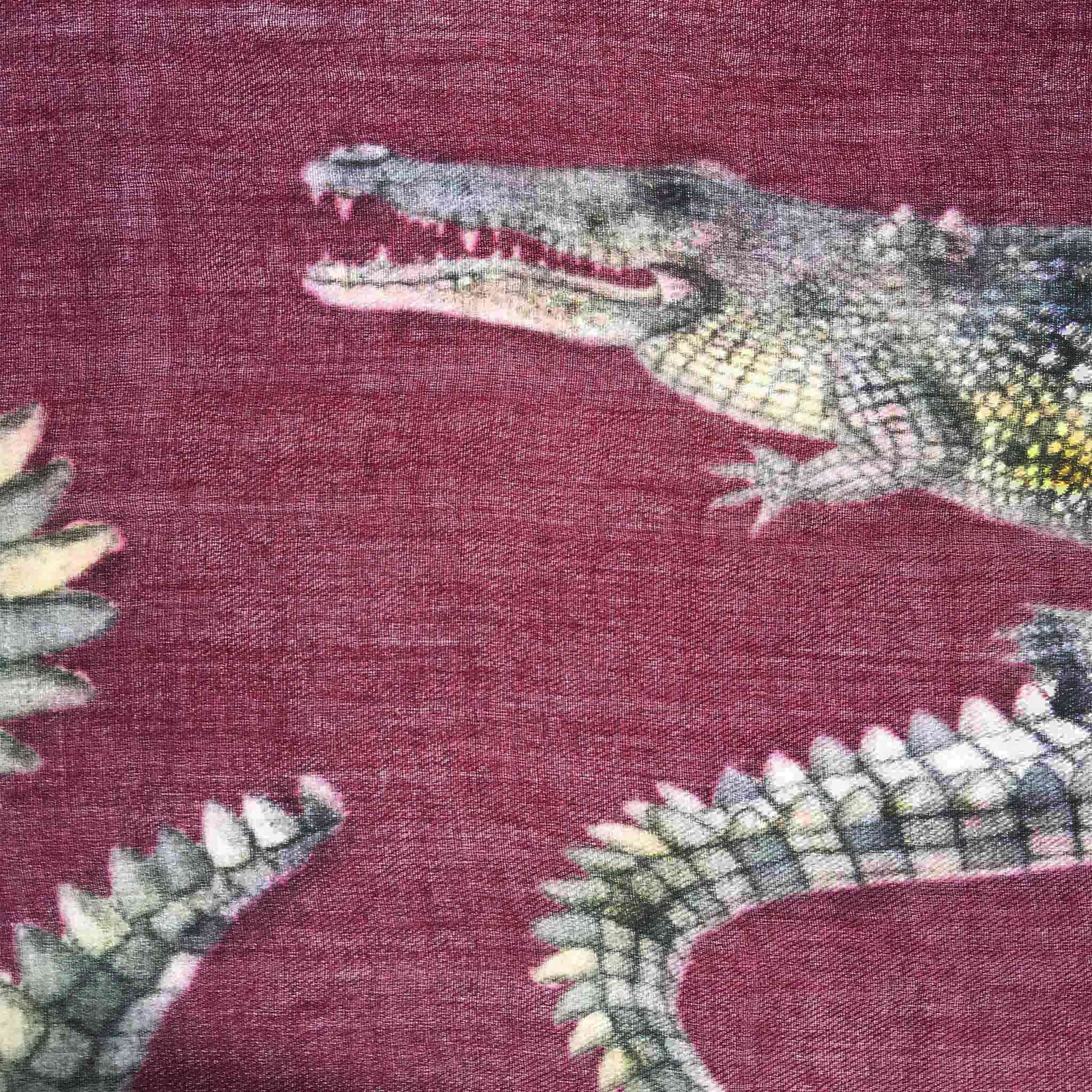 CROCODILE CASHMERE SCARF - BORDEAUX