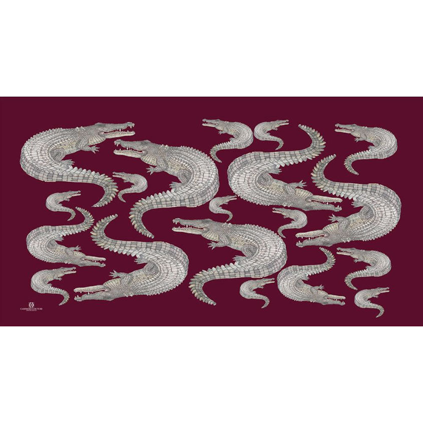 CROCODILE CASHMERE SCARF - BORDEAUX