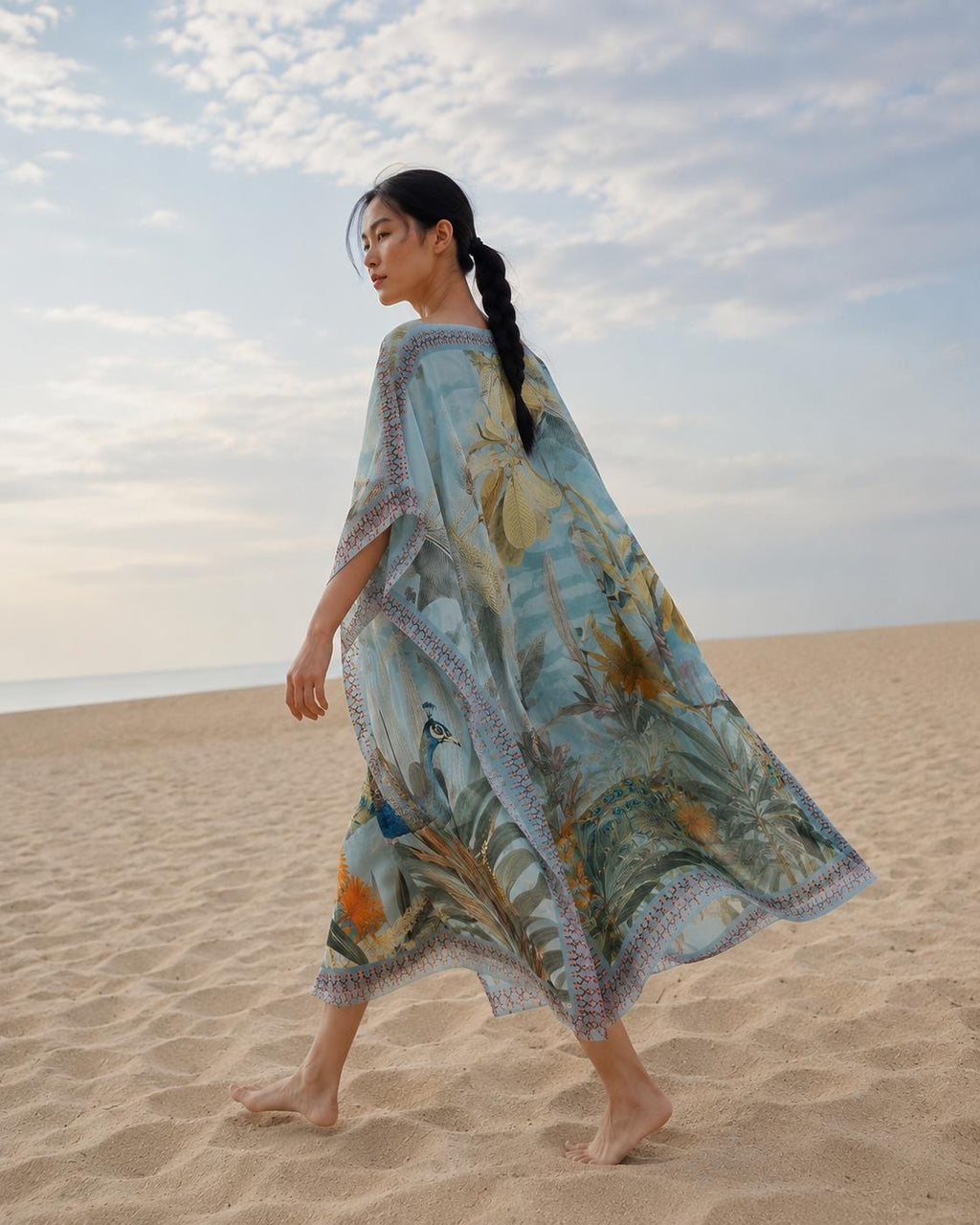 OASIS SILK TUNIC - DUSTY BLUE