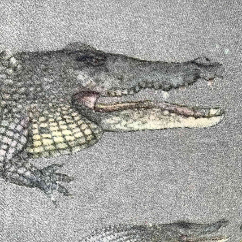 CROCODILE CASHMERE SCARF - GREY