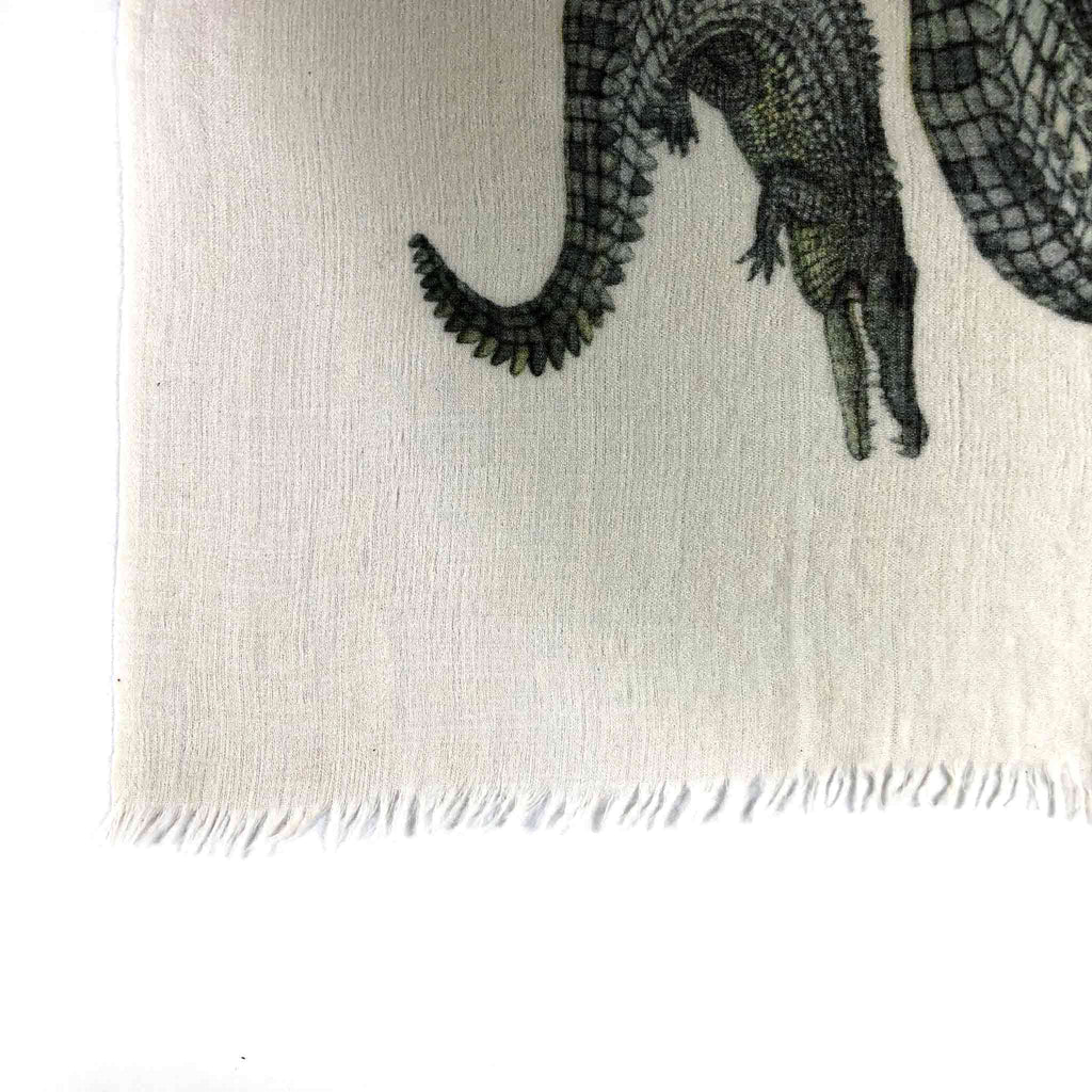 CROCODILE CASHMERE SCARF - OFF-WHITE