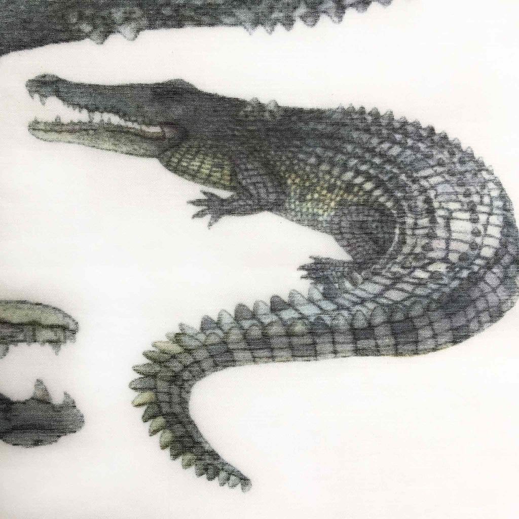 CROCODILE CASHMERE SCARF - OFF-WHITE