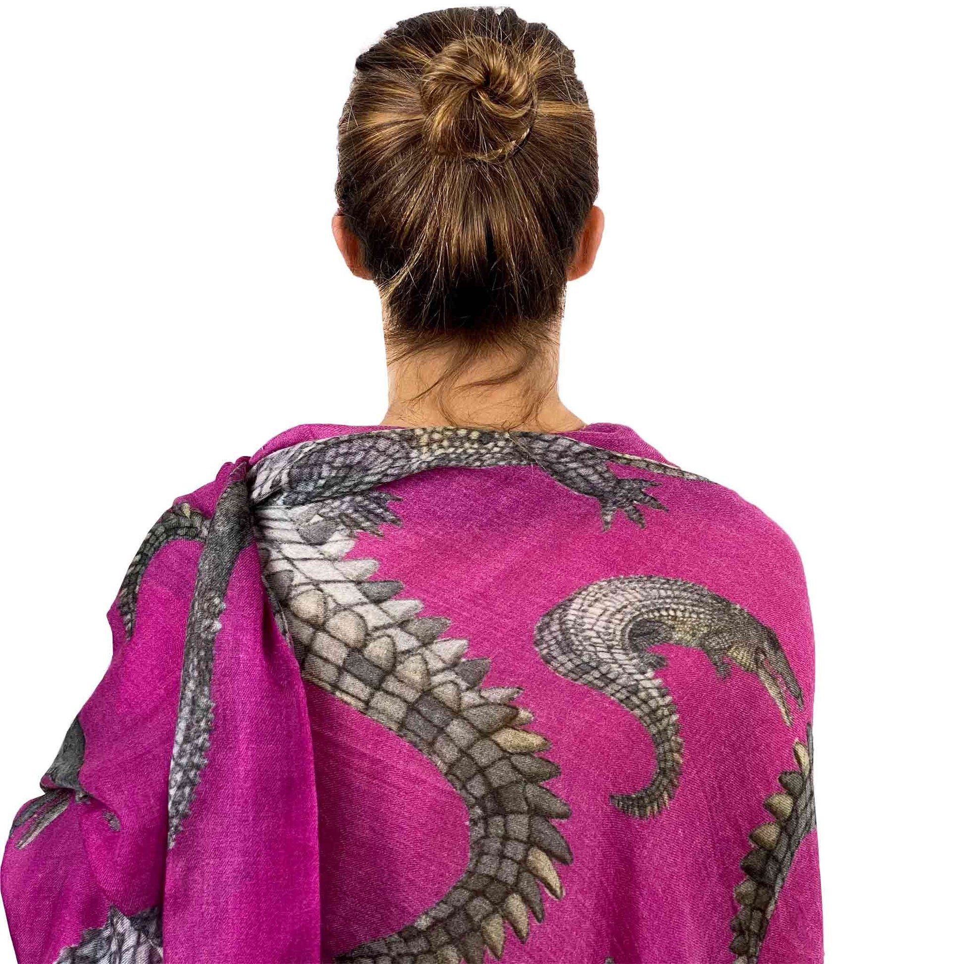 CROCODILE CASHMERE SCARF - PURPLE
