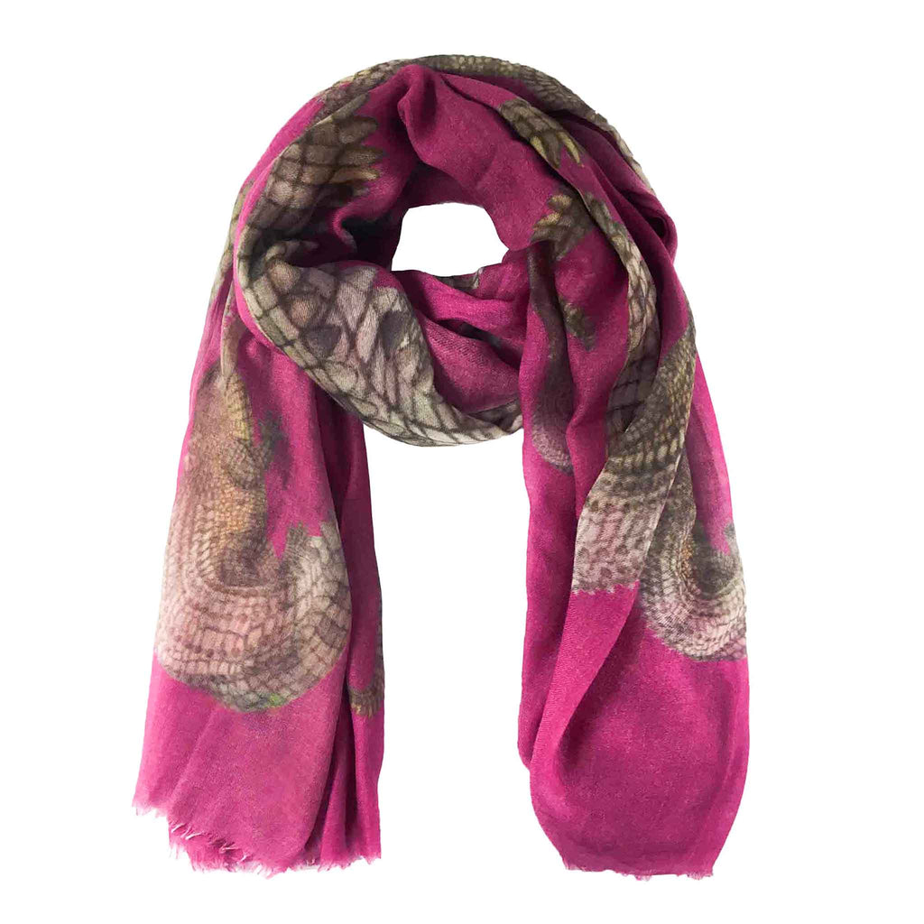 CROCODILE CASHMERE SCARF - PURPLE