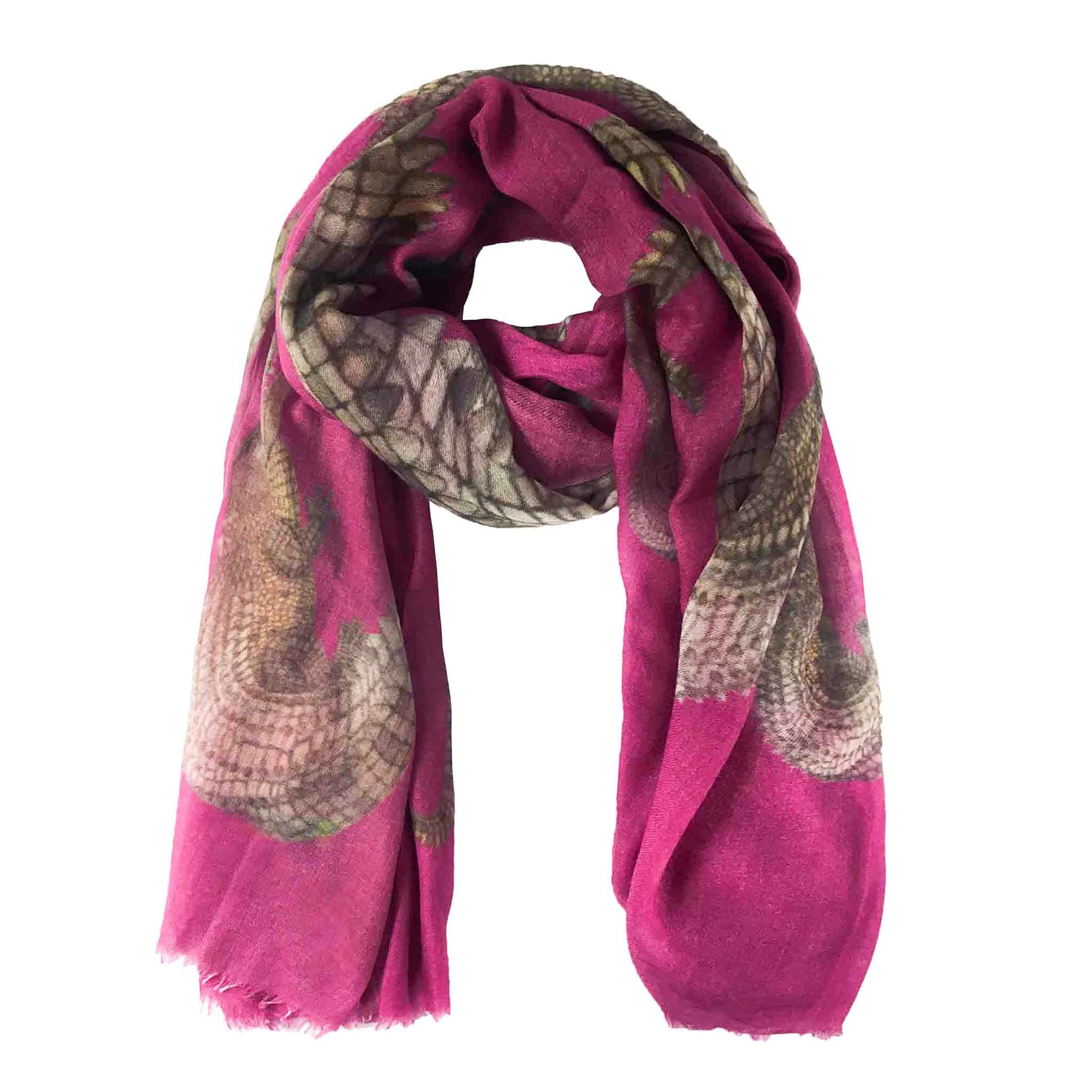 CROCODILE CASHMERE SCARF - PURPLE