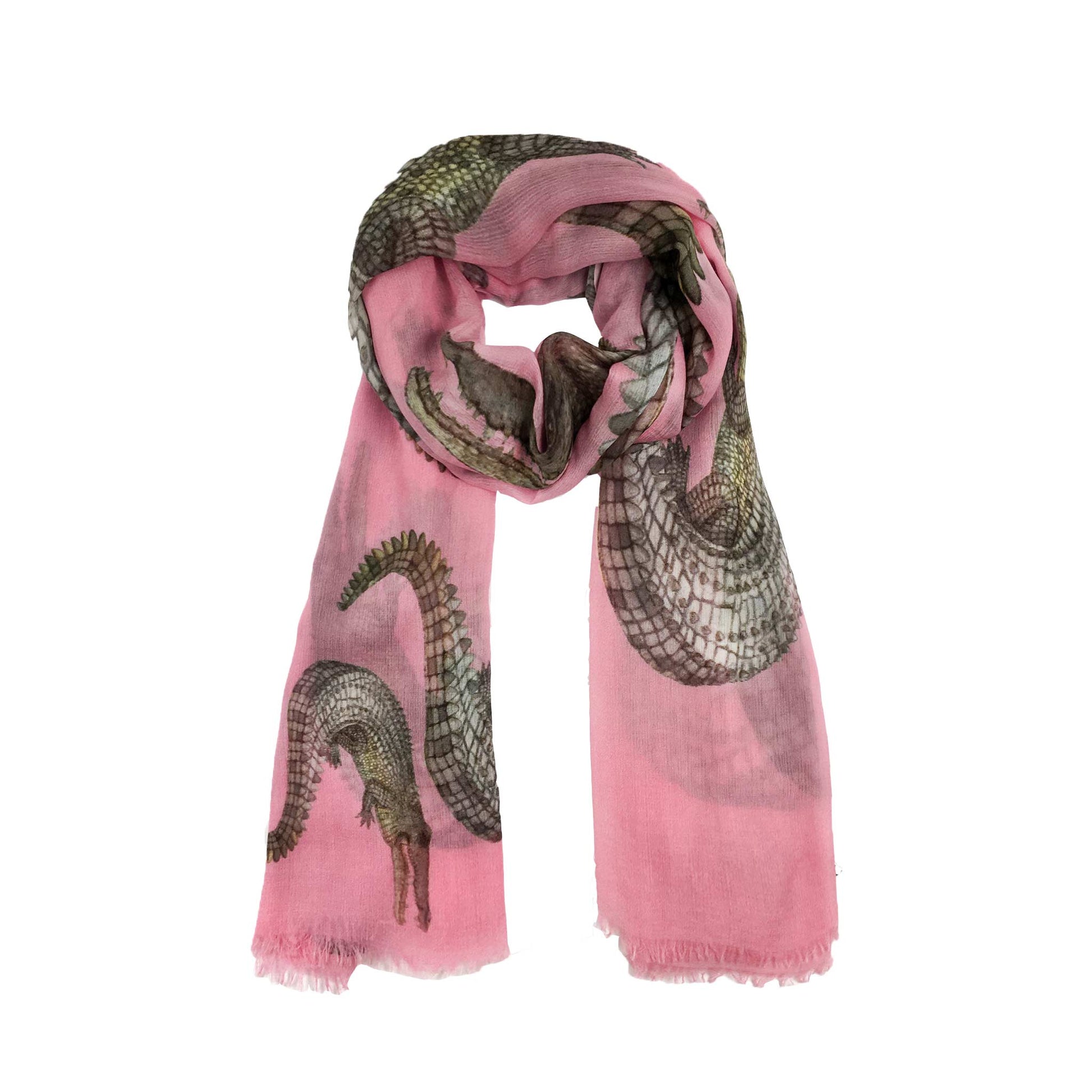 CROCODILE CASHMERE SCARF - ROSE