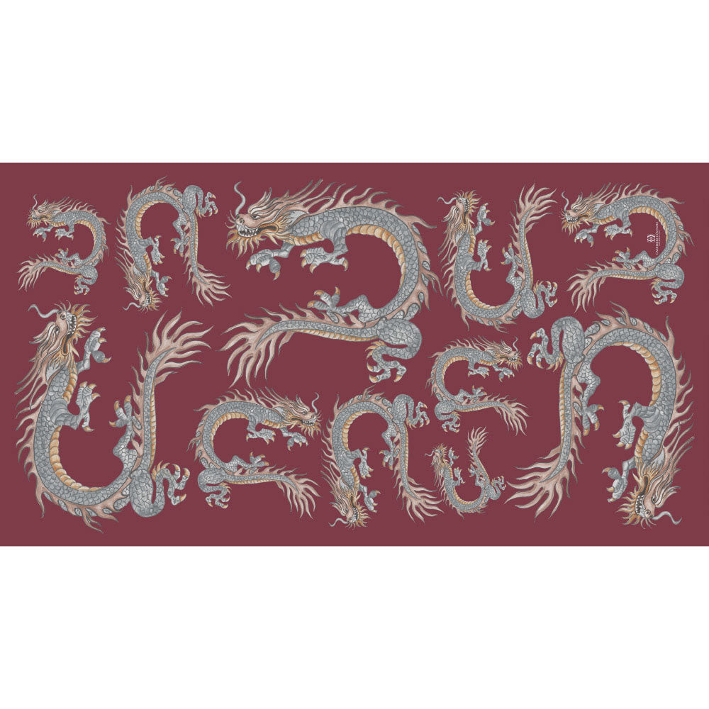 DRAGON CASHMERE SCARF - BORDEAUX