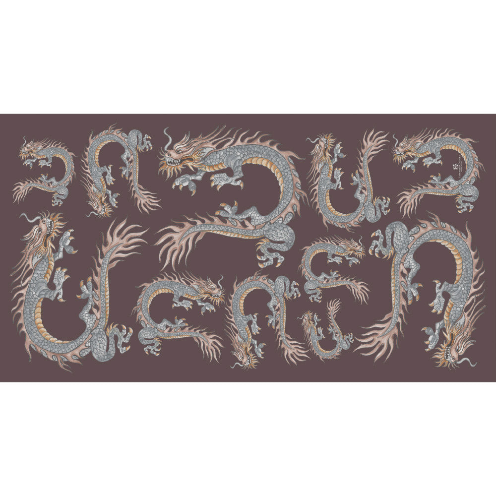 DRAGON CASHMERE SCARF - DARK BROWN