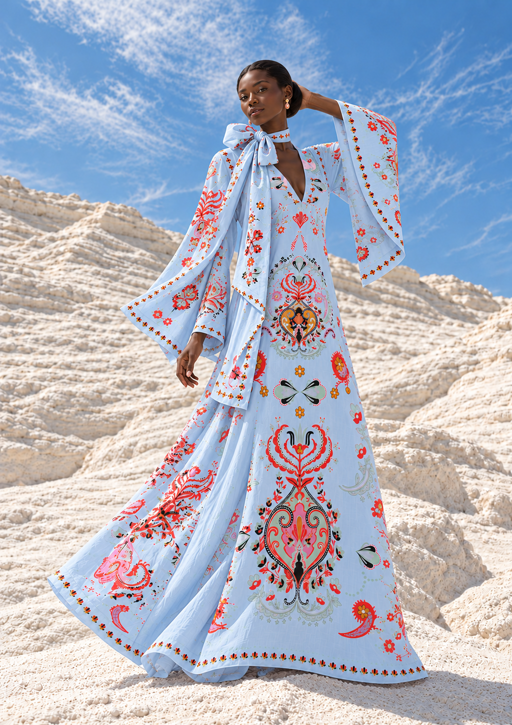 ARABICA PRINCESS DRESS RAMIE - LIGHT BLUE