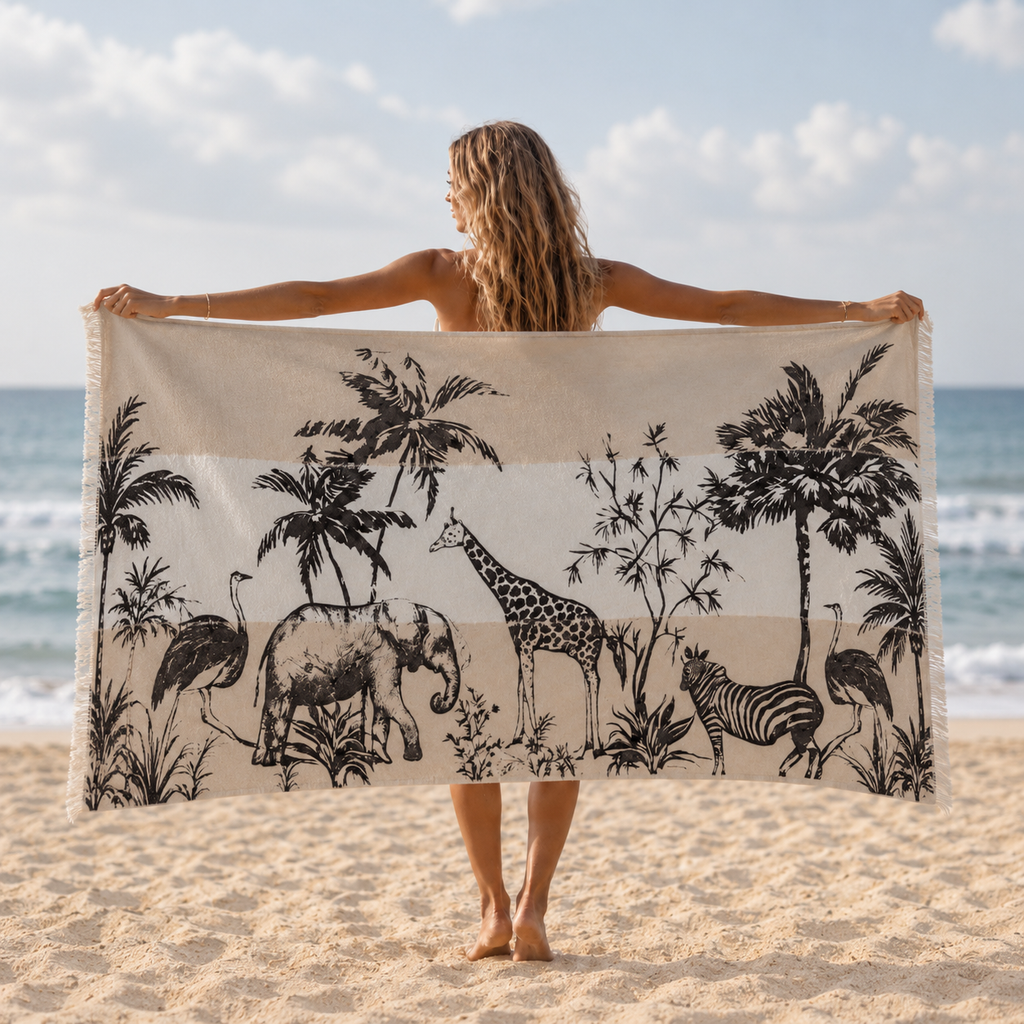 SAFARI 3-COLOR FELTED CASHMERE SCARF - SOFT TONES