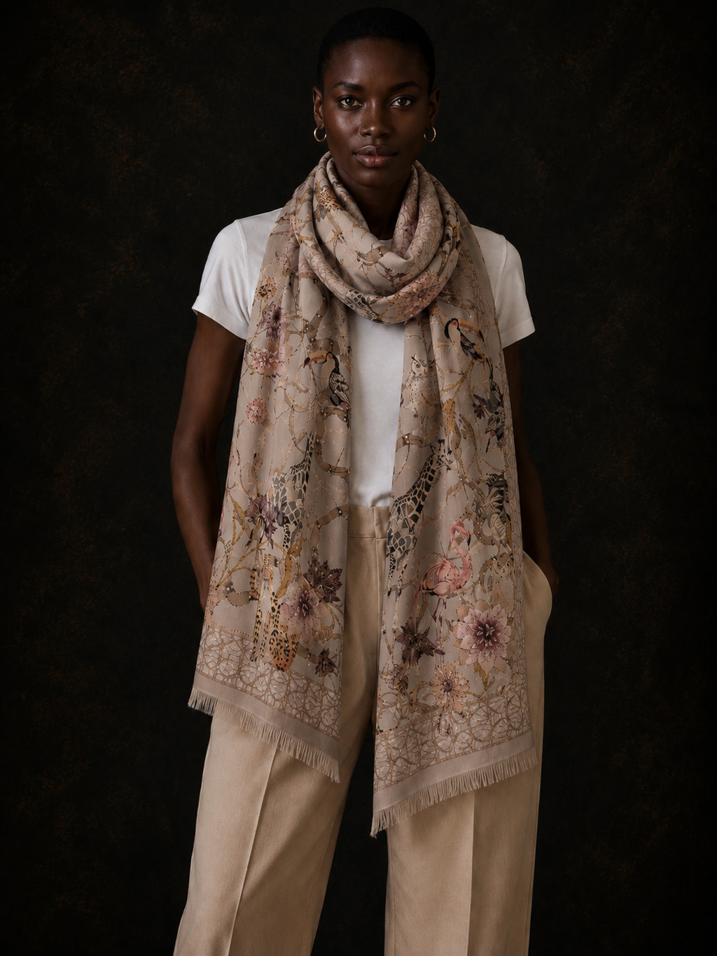 CANOPY CASHMERE SCARF - TAUPE
